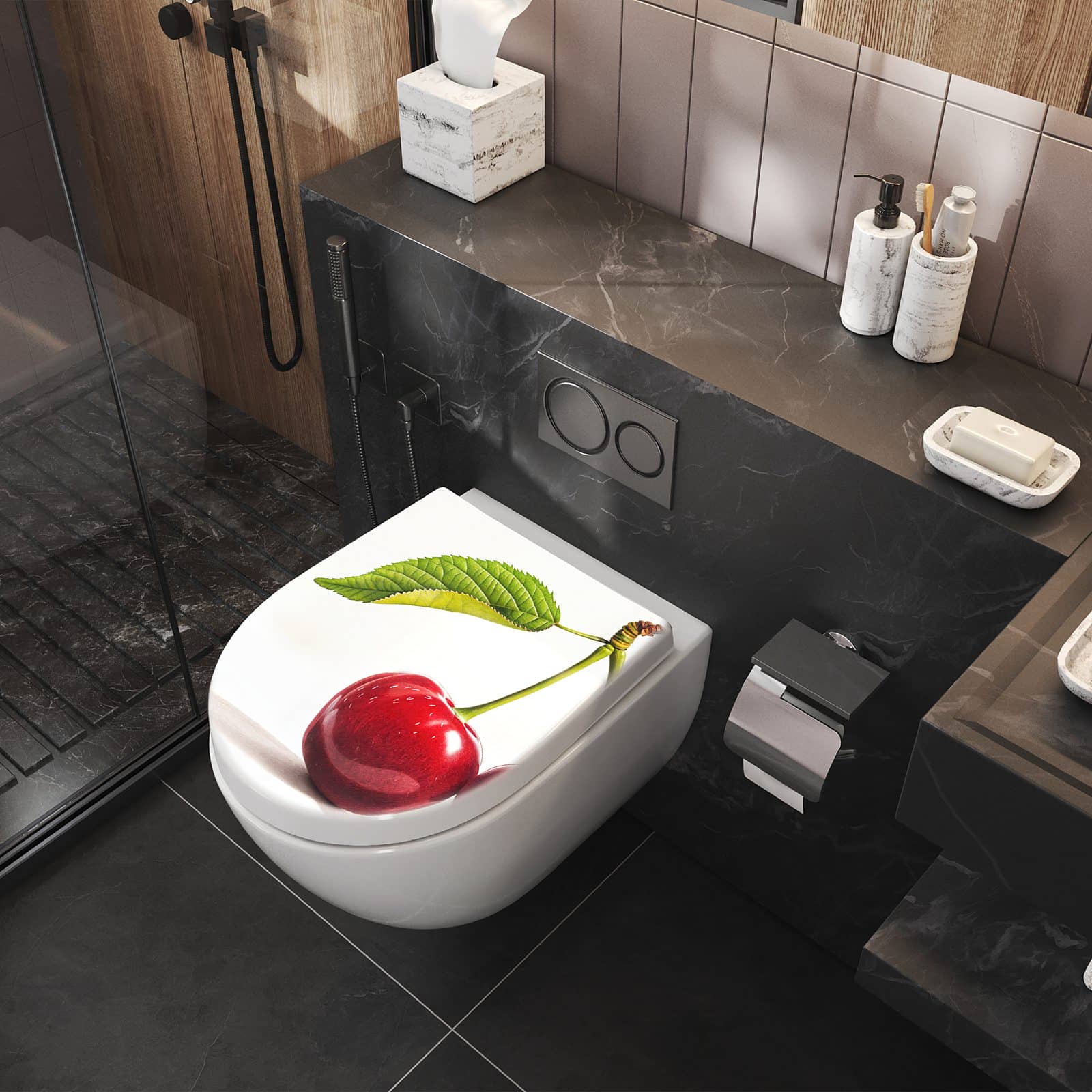 WC-Sitz mit Absenkautomatik Kirschen Duo