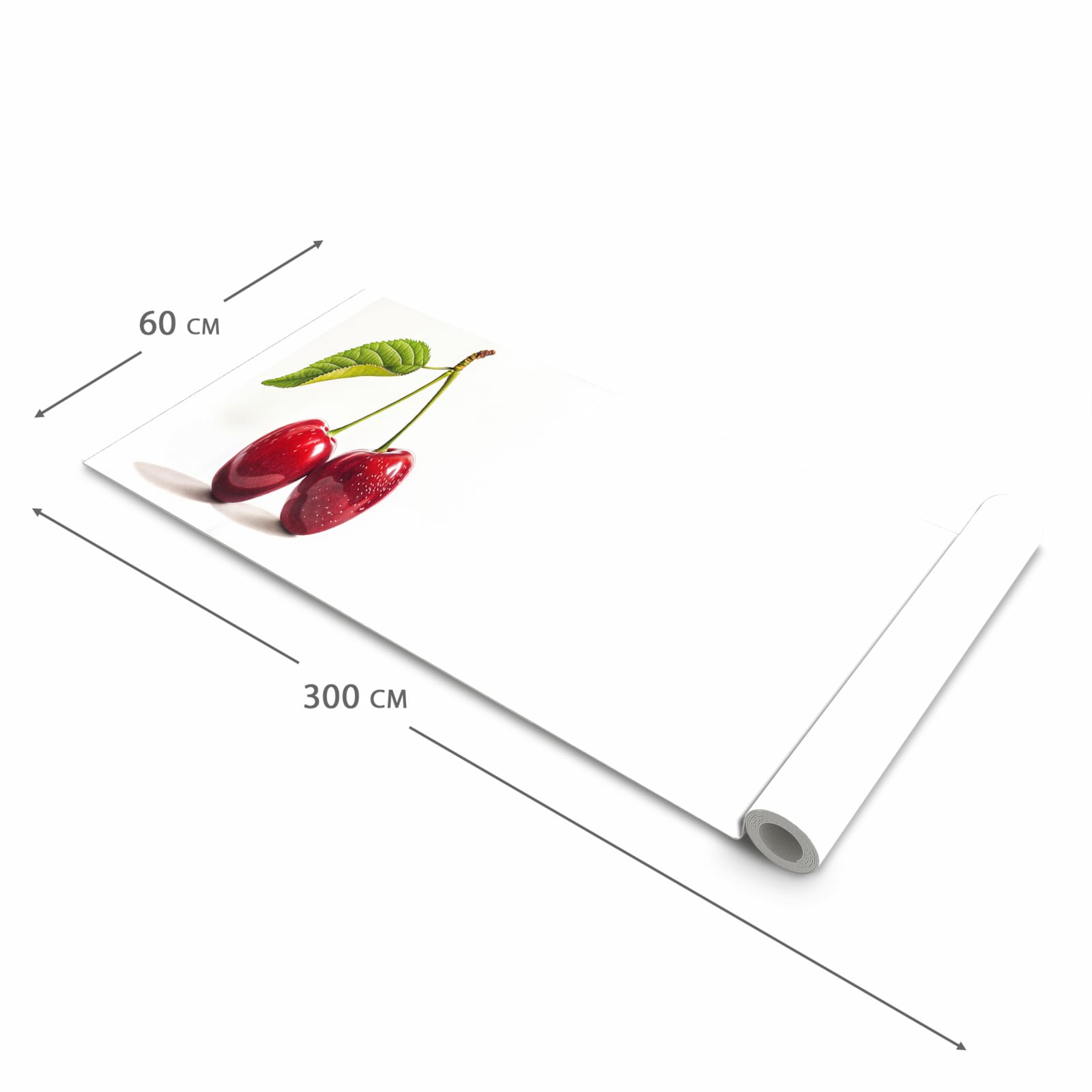Abriebfester Küchenteppich mit Motiv Kirschen Duo in der Grösse 60x270 cm für die Küche