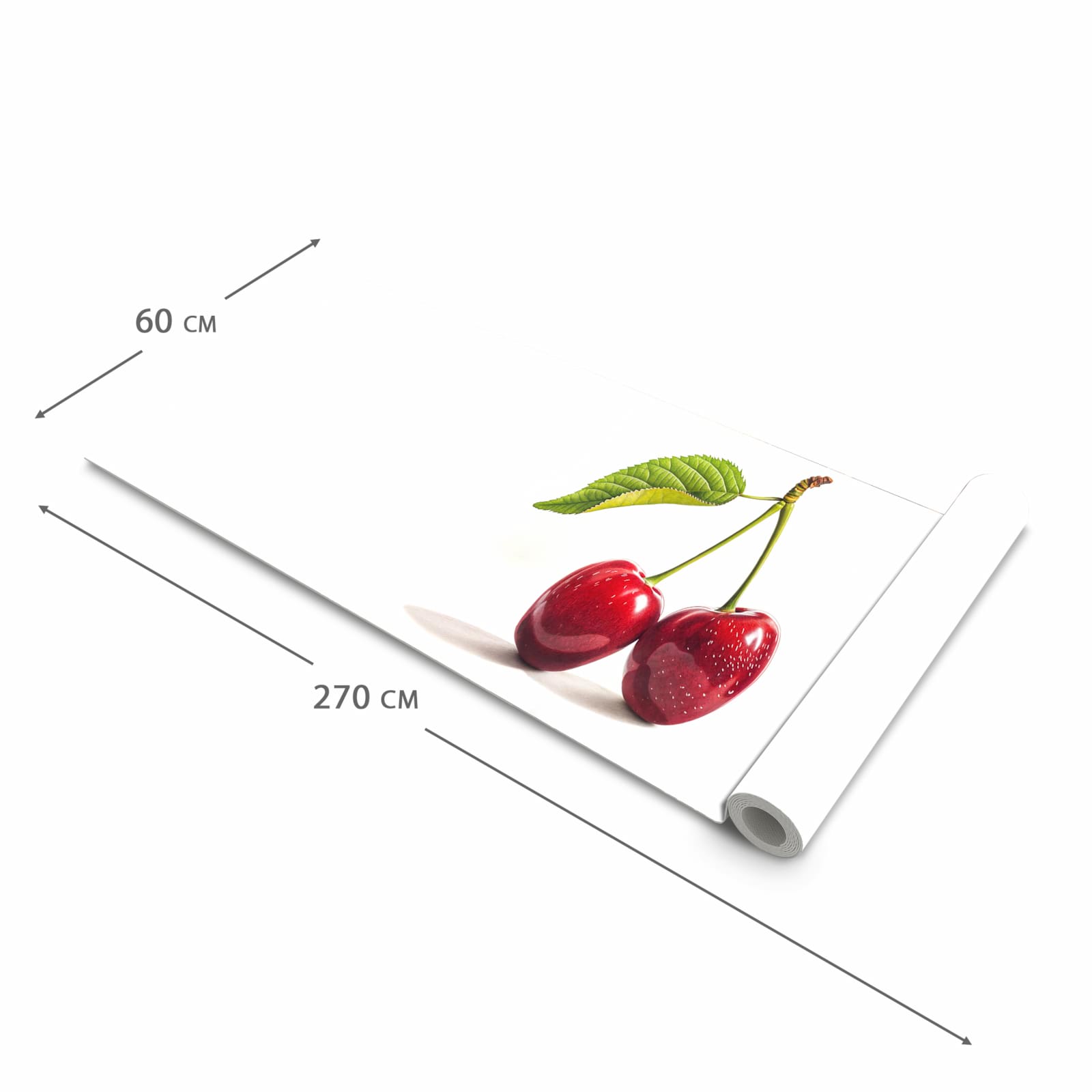 Geräuschdämpfender Küchenteppich mit Motiv Kirschen Duo in der Größe 60x270 cm