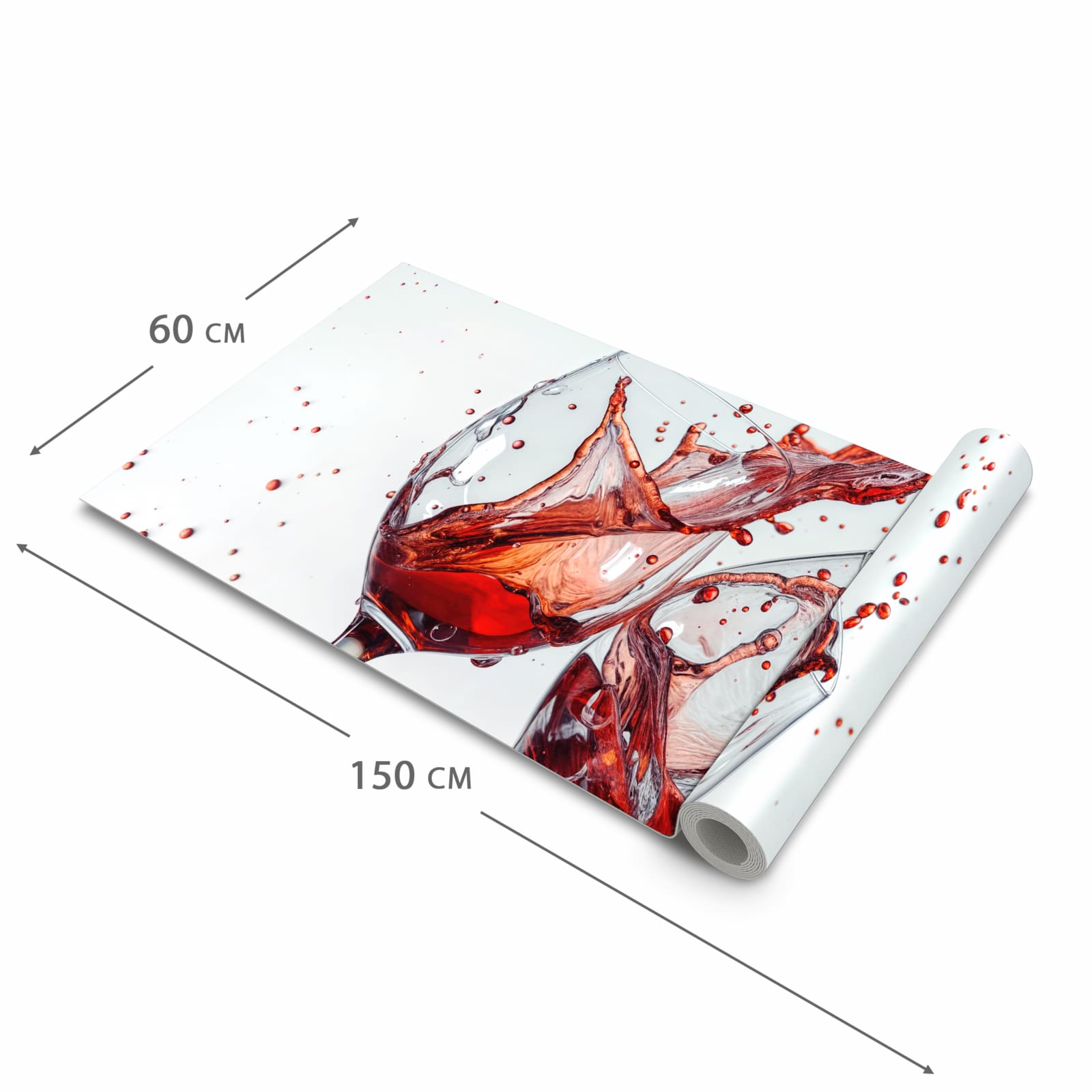 Rutschfester Küchenläufer mit Motiv Weinkelchplätschern in der Grösse 60x240 cm