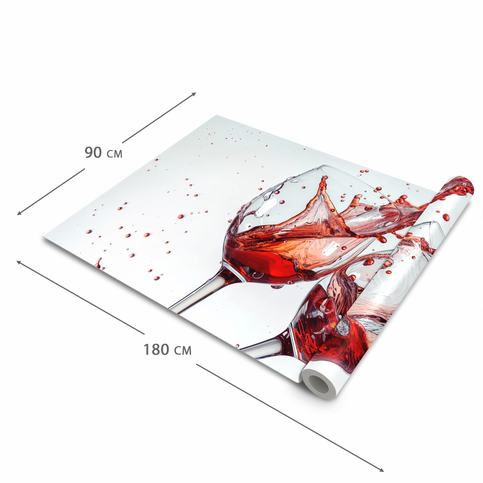 Ordnungsschaffender Küchenteppich mit Motiv Weinkelchplätschern in der Grösse 60x270 cm