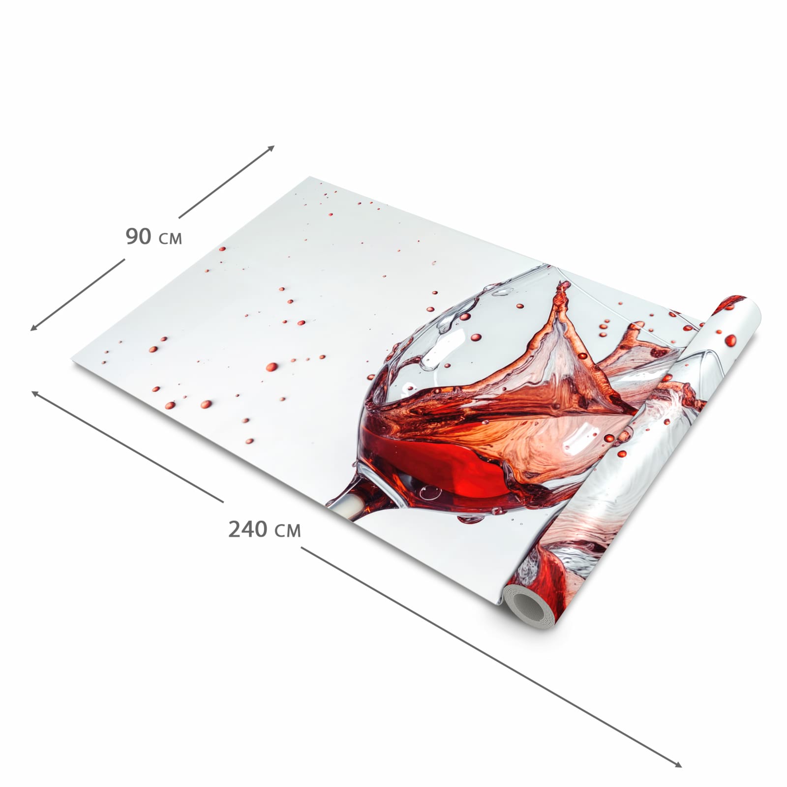 Bodenschonender Küchenteppich mit Motiv Weinkelchplätschern in der Grösse 60x270 cm