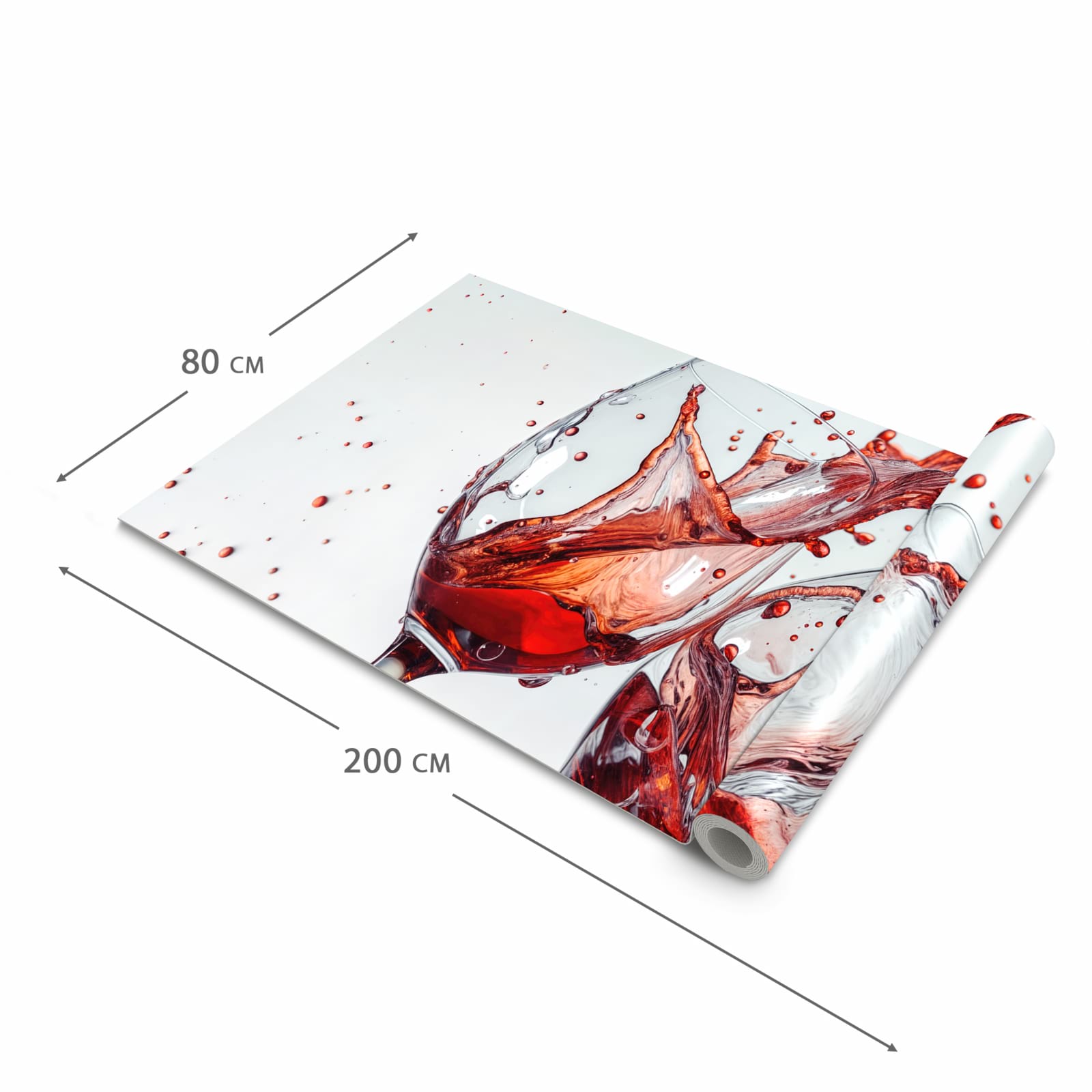 Langlebiger waschbarer Küchenläufer mit Motiv Weinkelchplätschern in der Grösse 60x270 cm