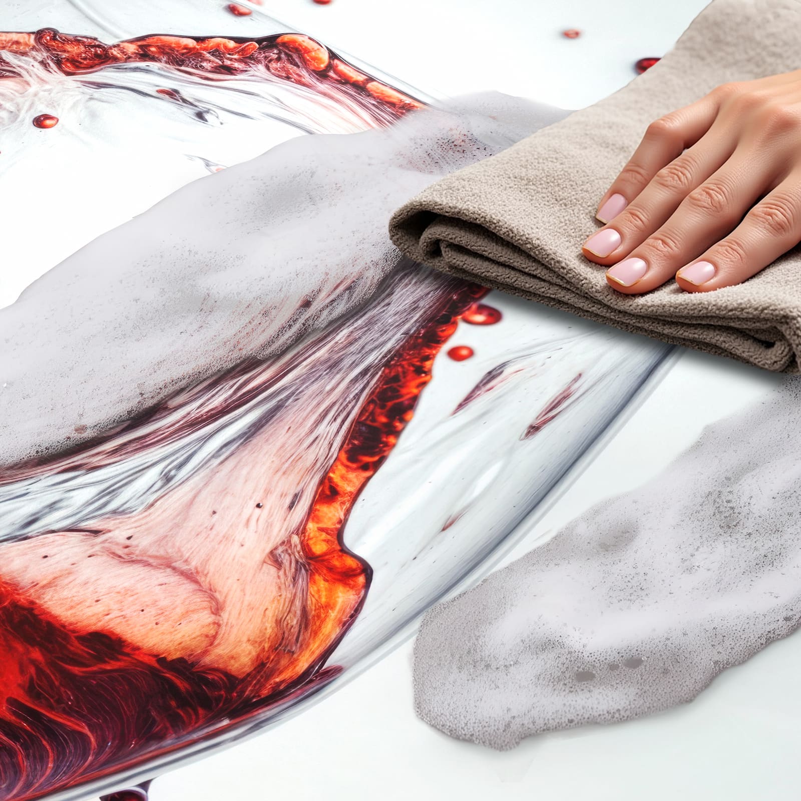 Pflegeleichter Küchenteppich mit Motiv Weinkelchplätschern für komfortables Stehen