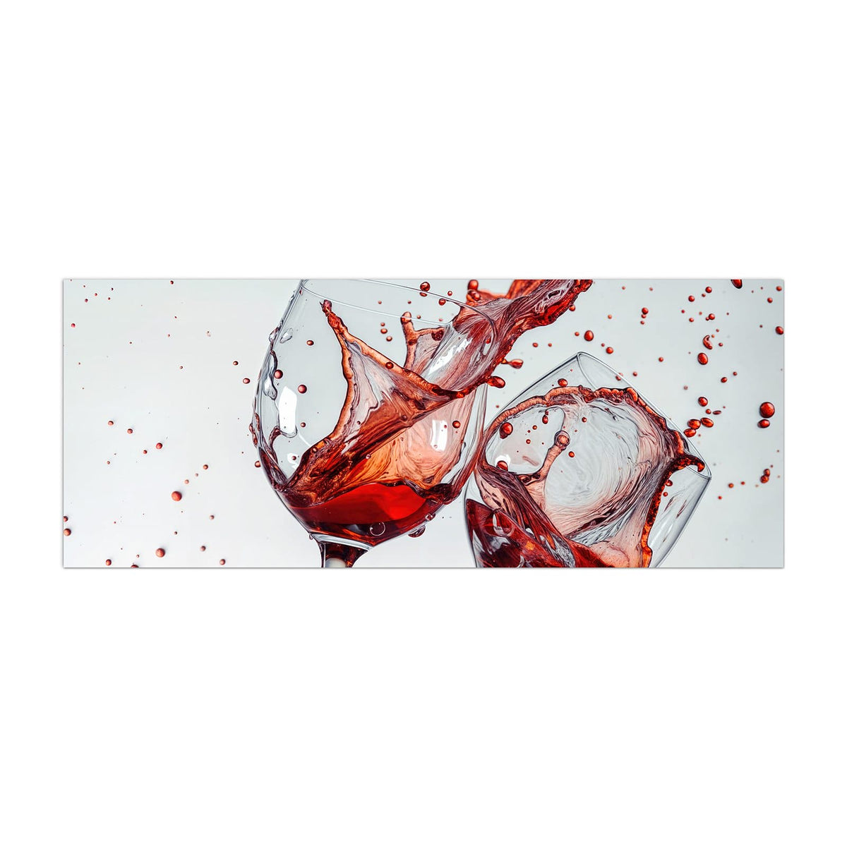 Küchenrückwand aus Glas Spritzender Rotwein im Hochformat, Motiv bildfüllend von vorn