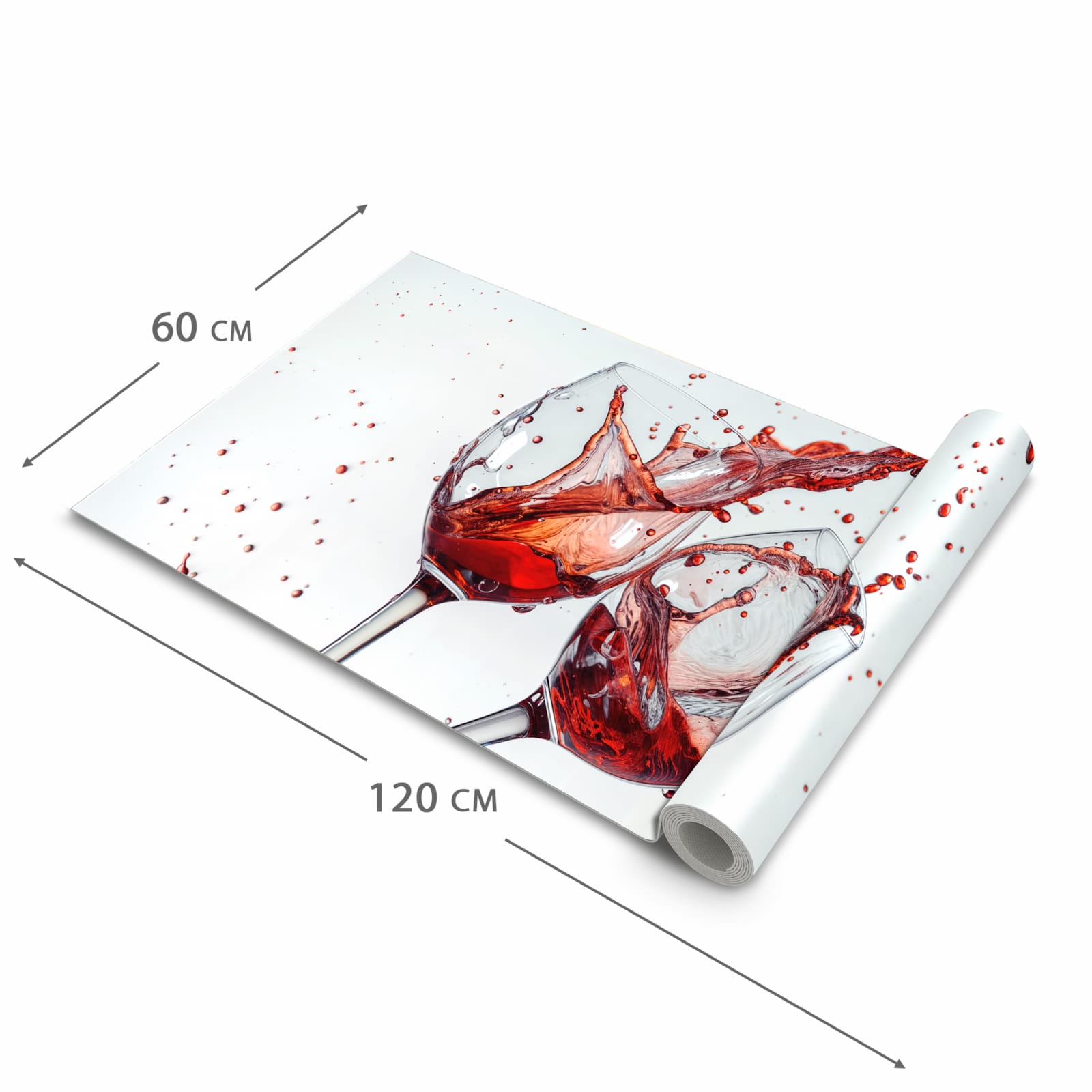 Komfortabler Küchenläufer mit Motiv Weinkelchplätschern in der Grösse 60x240 cm
