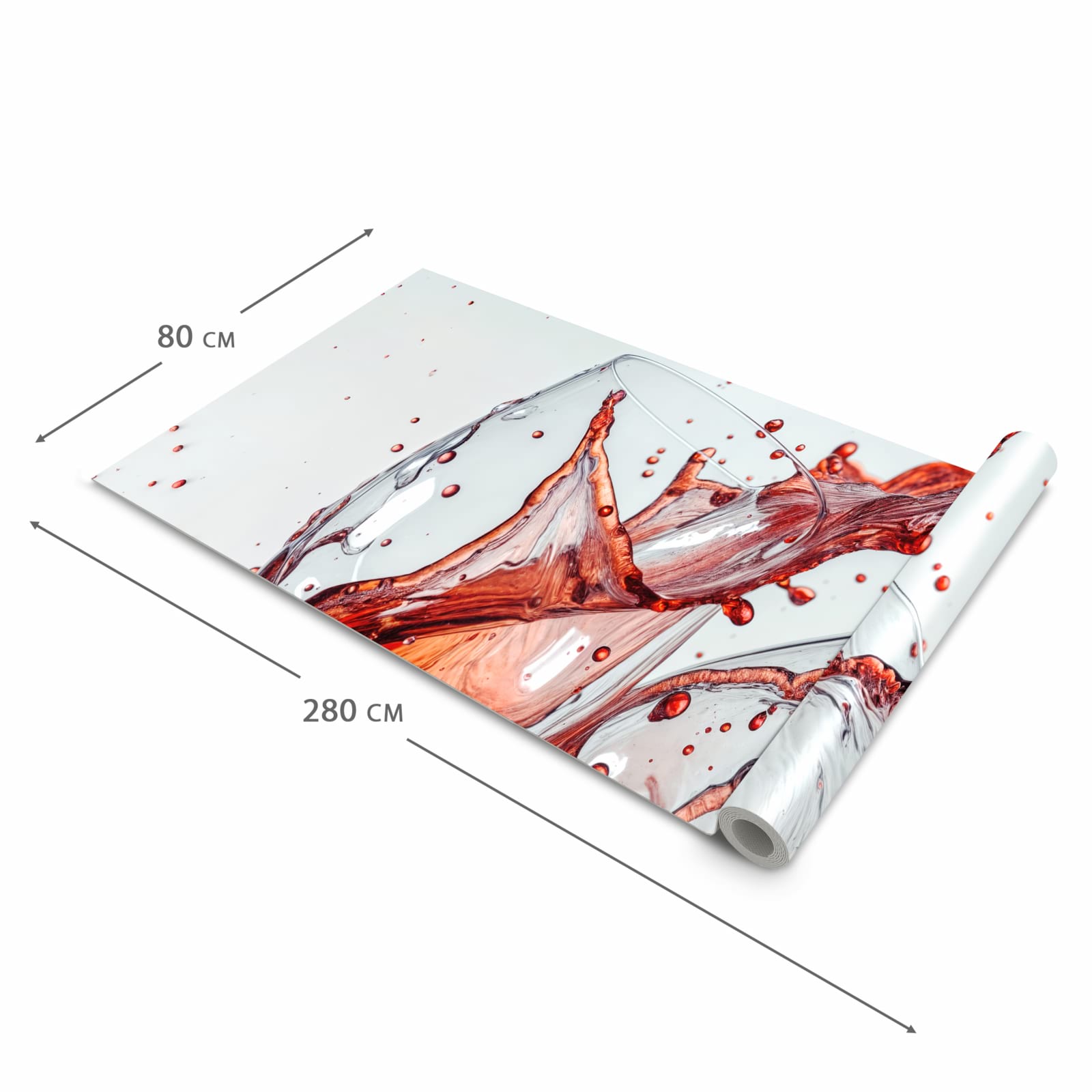 Feuchtigkeitsresistenter Küchenläufer mit Motiv Weinkelchplätschern in der Größe 60x270 cm