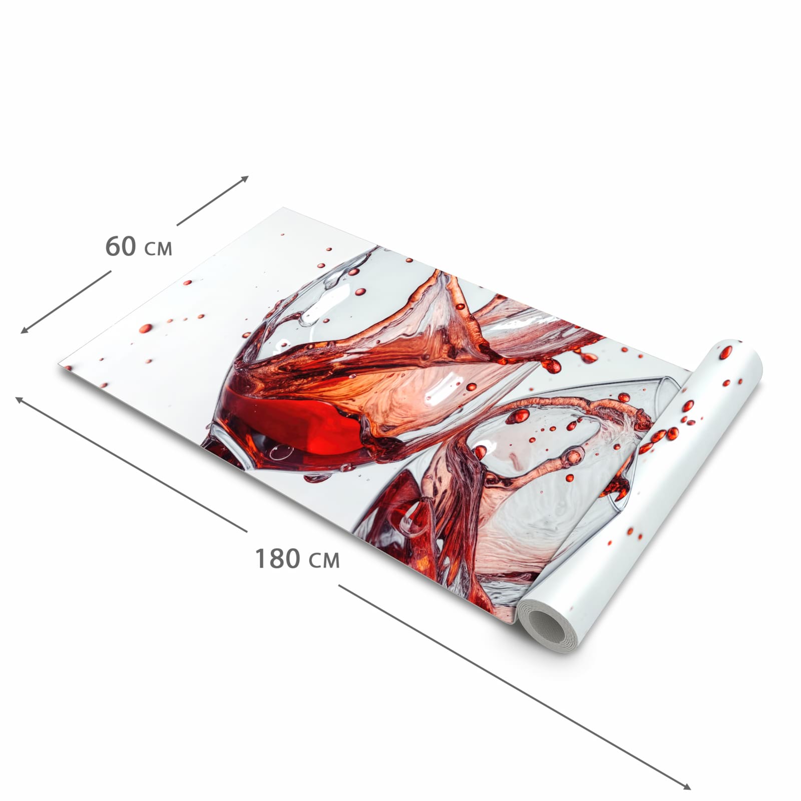Rutschfester Küchenläufer mit Motiv Weinkelchplätschern in der Grösse 60x240 cm