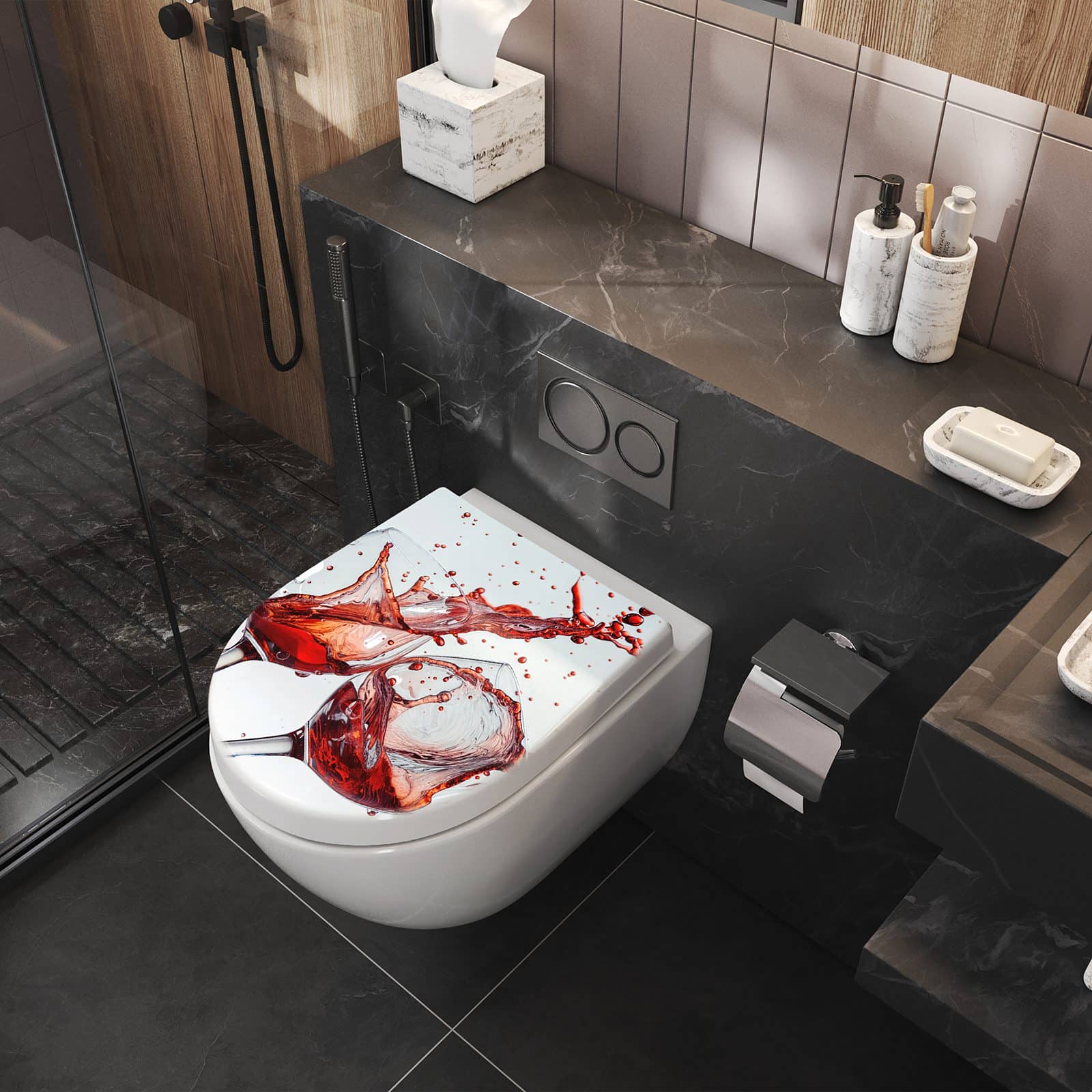 WC-Sitz mit Absenkautomatik Weinkelchplätschern