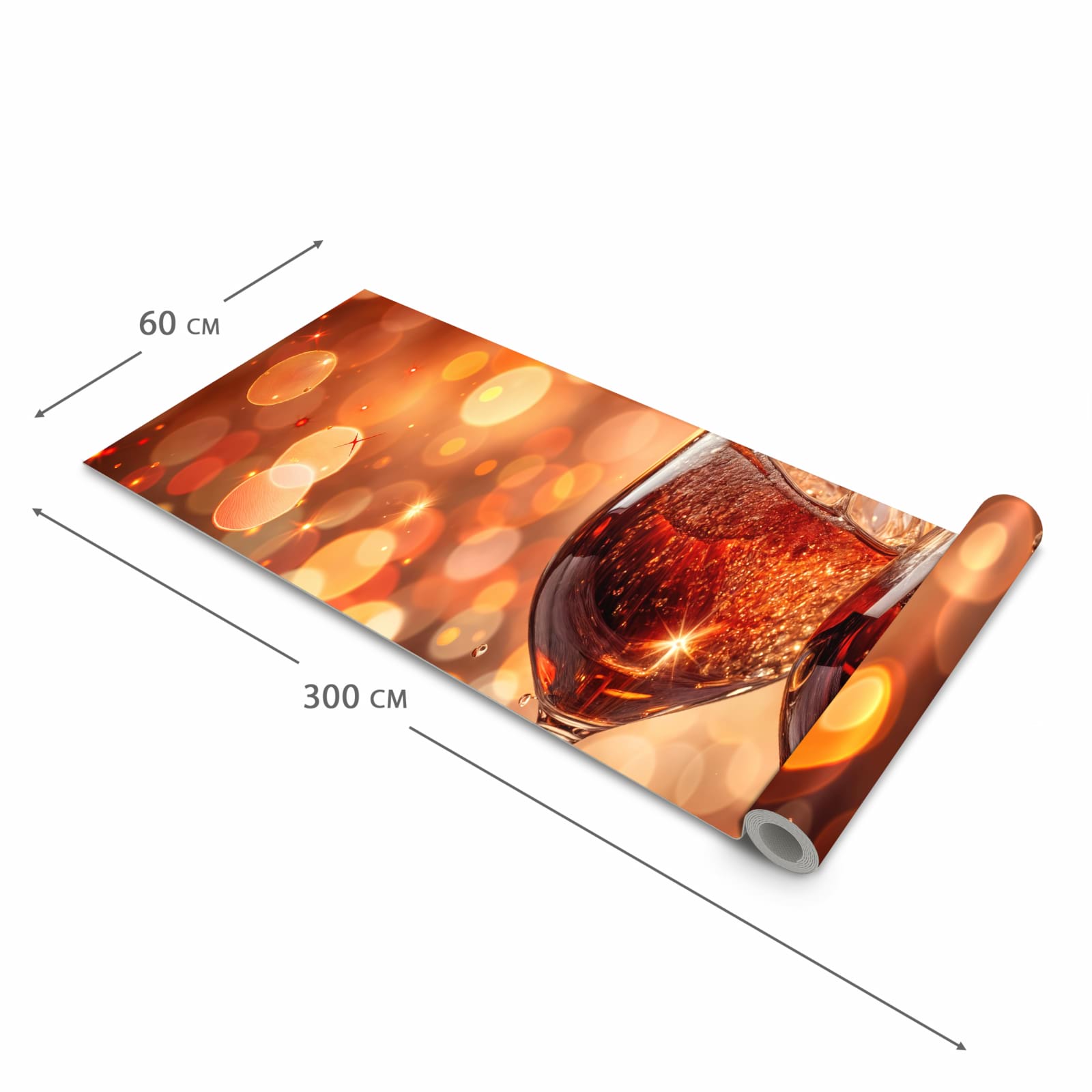 Waschbarer Küchenteppich mit Motiv Weingläser Festlich in der Grösse 60x240 cm für Trittkomfort