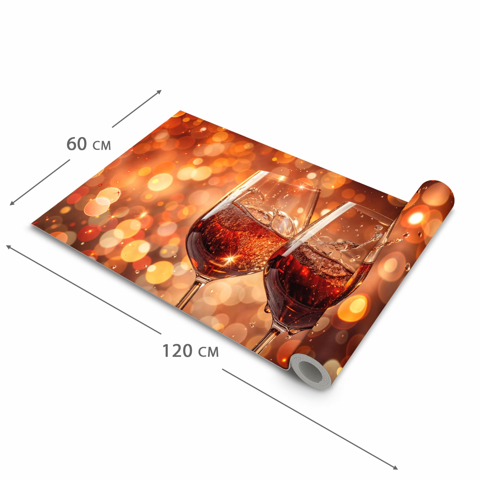 Küchenteppich mit Motiv Weingläser Festlich in der Grösse 60x240 cm für sicheres Aufbewahren