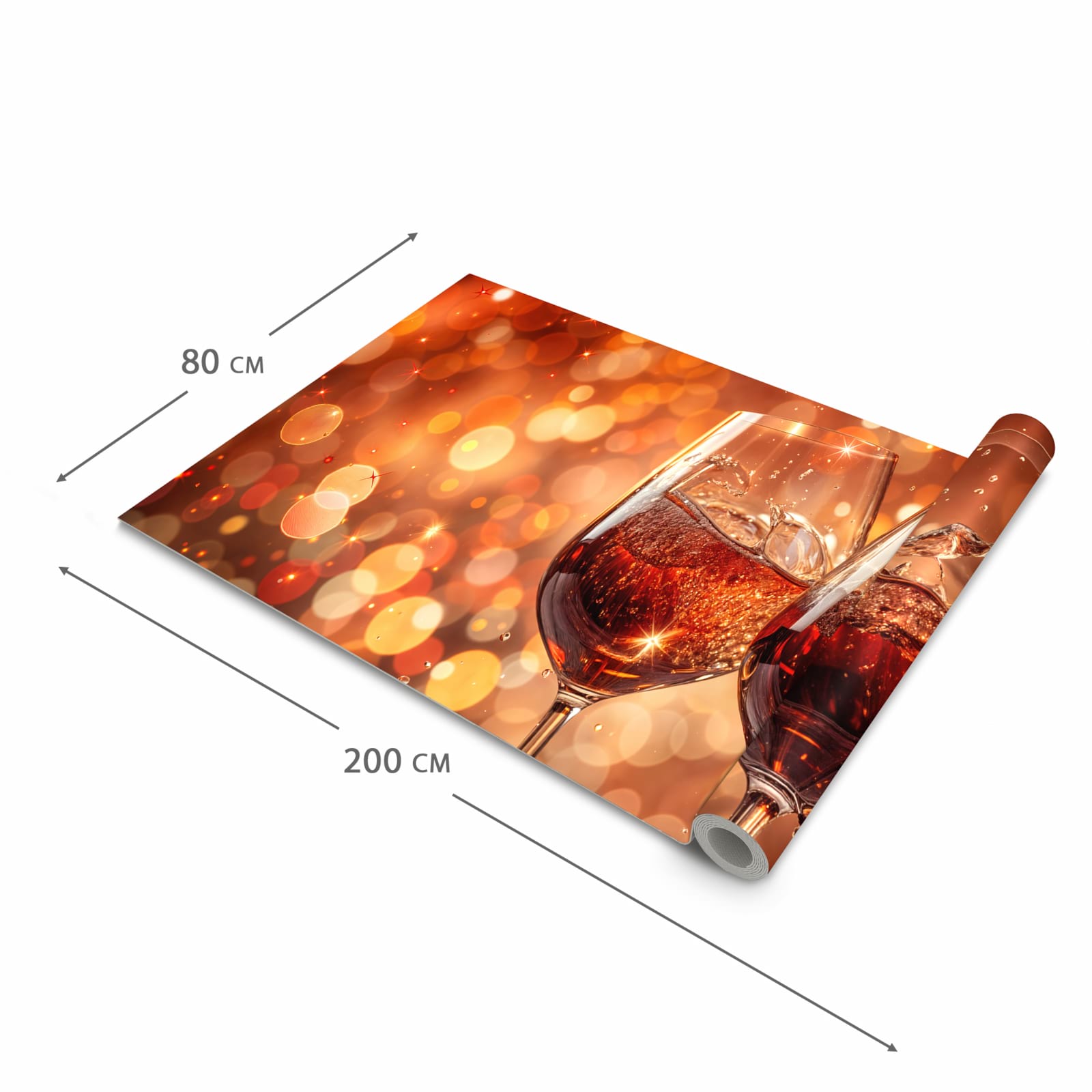 Fleckenresistenter großer Küchenteppich mit Motiv Weingläser Festlich in der Größe 60x240 cm