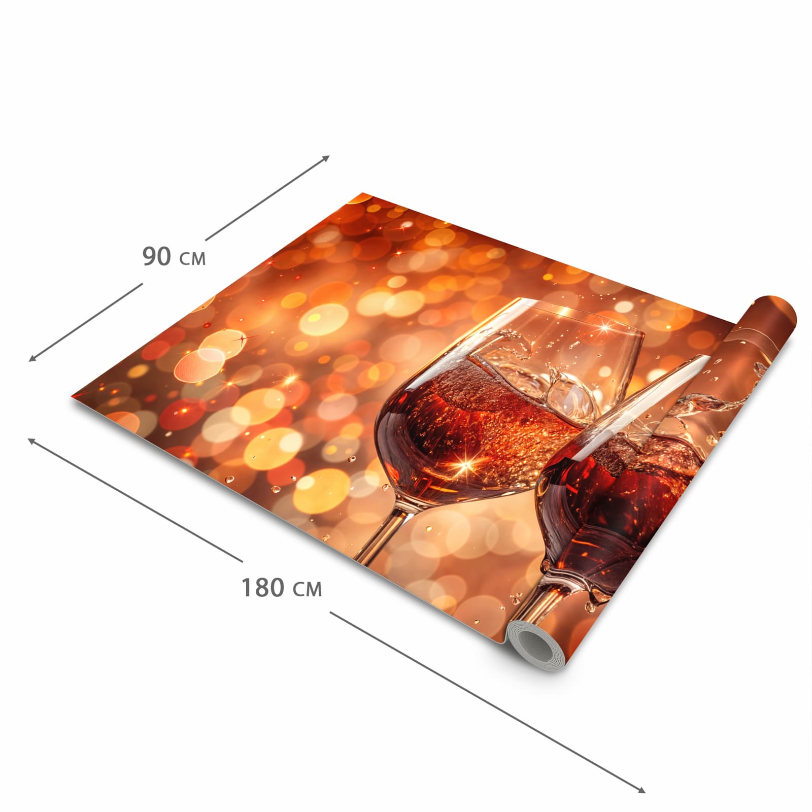 Flacher Küchenläufer mit Motiv Weingläser Festlich in der Grösse 60x240 cm