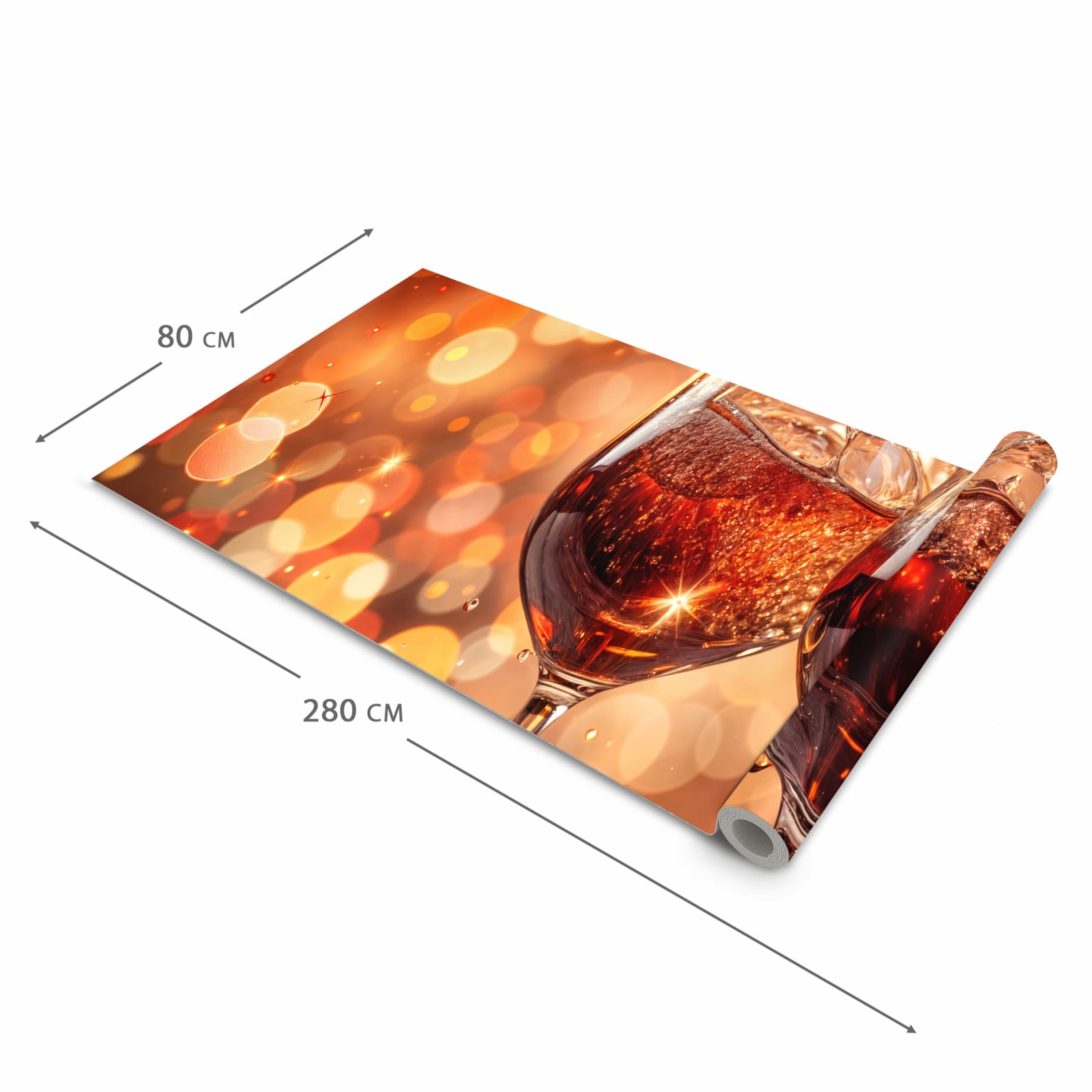 Geruchsneutraler waschbarer Küchenteppich mit Motiv Weingläser Festlich in der Grösse 60x240 cm