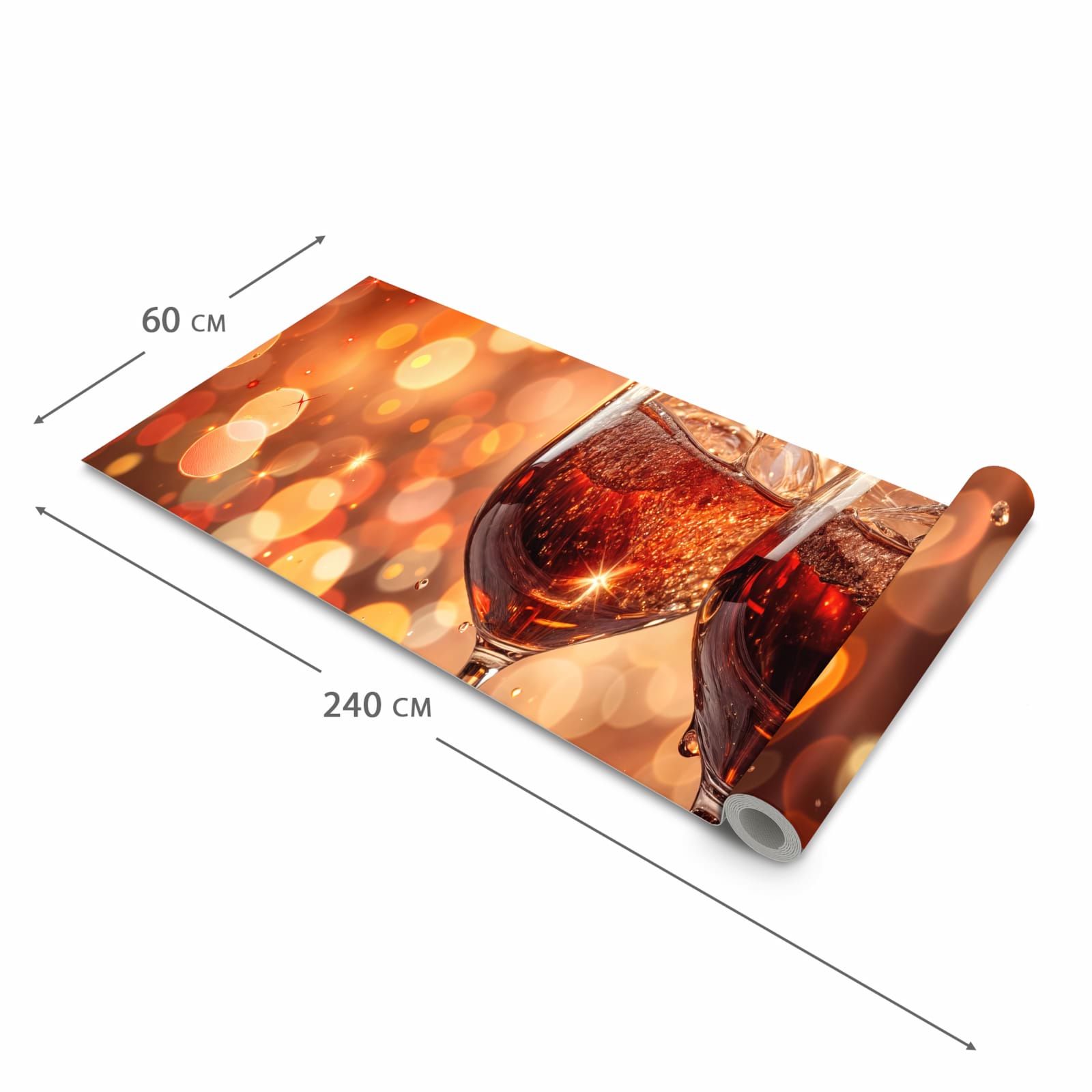 Abriebfester rutschfester Küchenteppich mit Motiv Weingläser Festlich in der Grösse 60x240 cm