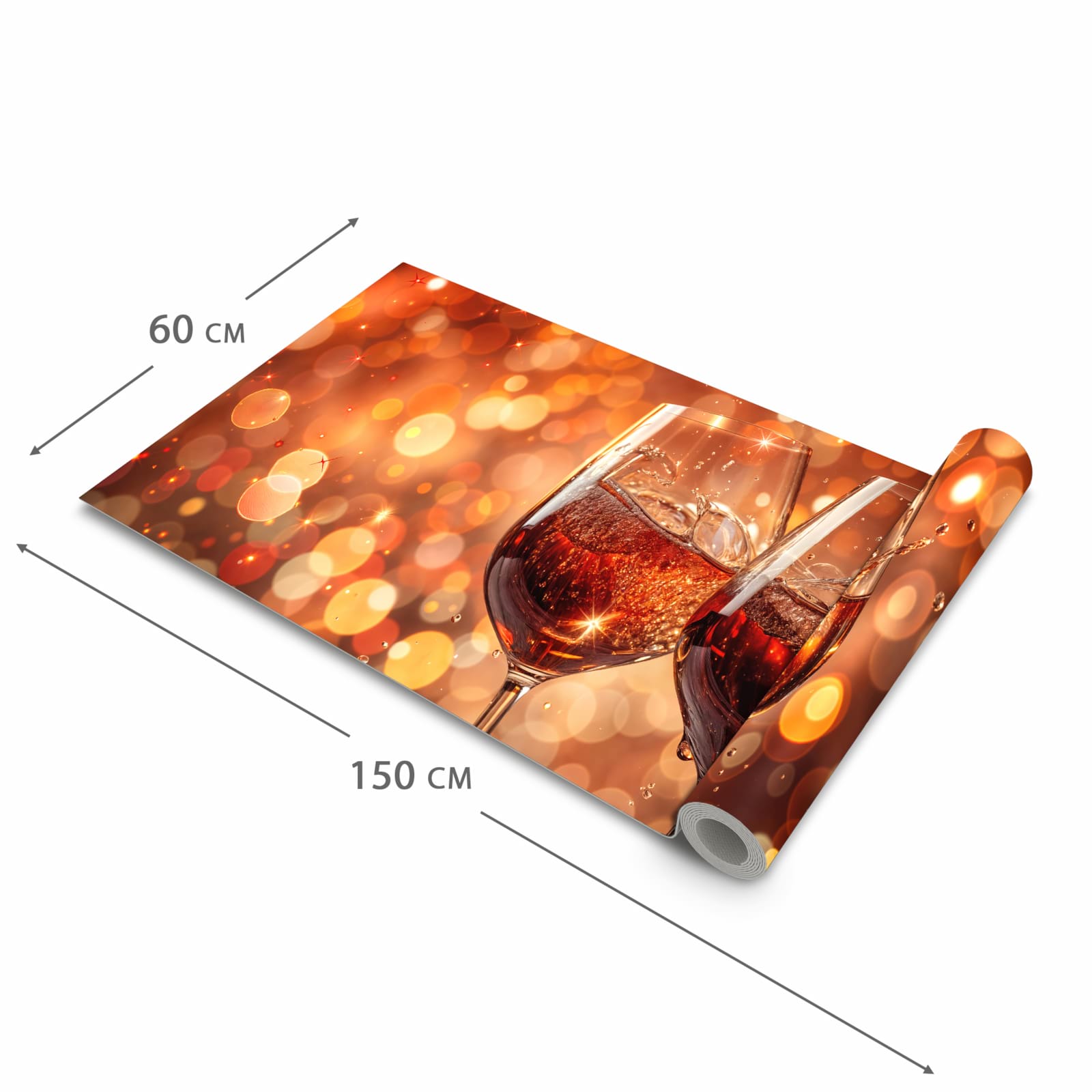 Zeitsparender waschbarer Küchenteppich mit Motiv Weingläser Festlich in der Grösse 60x240 cm