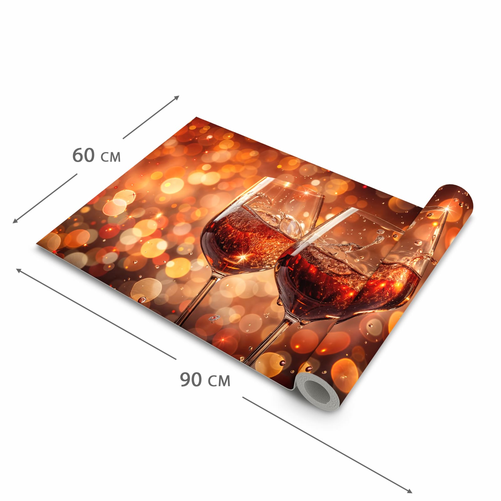 Wasserabweisender waschbarer Küchenteppich mit Motiv Weingläser Festlich in der Grösse 60x240 cm