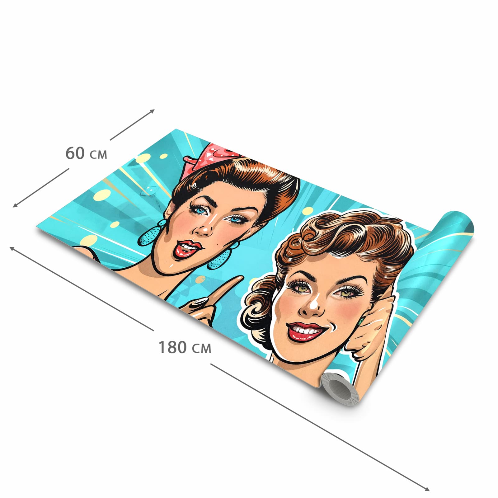 Hygienischer Küchenläufer mit Motiv Retro Frauen Illustration in der Größe 60x240 cm für den Flur