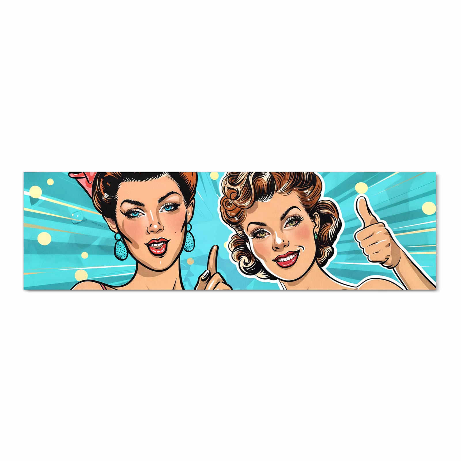 Hygienischer rutschfester Küchenläufer mit Motiv Retro Frauen Illustration in Frontansicht