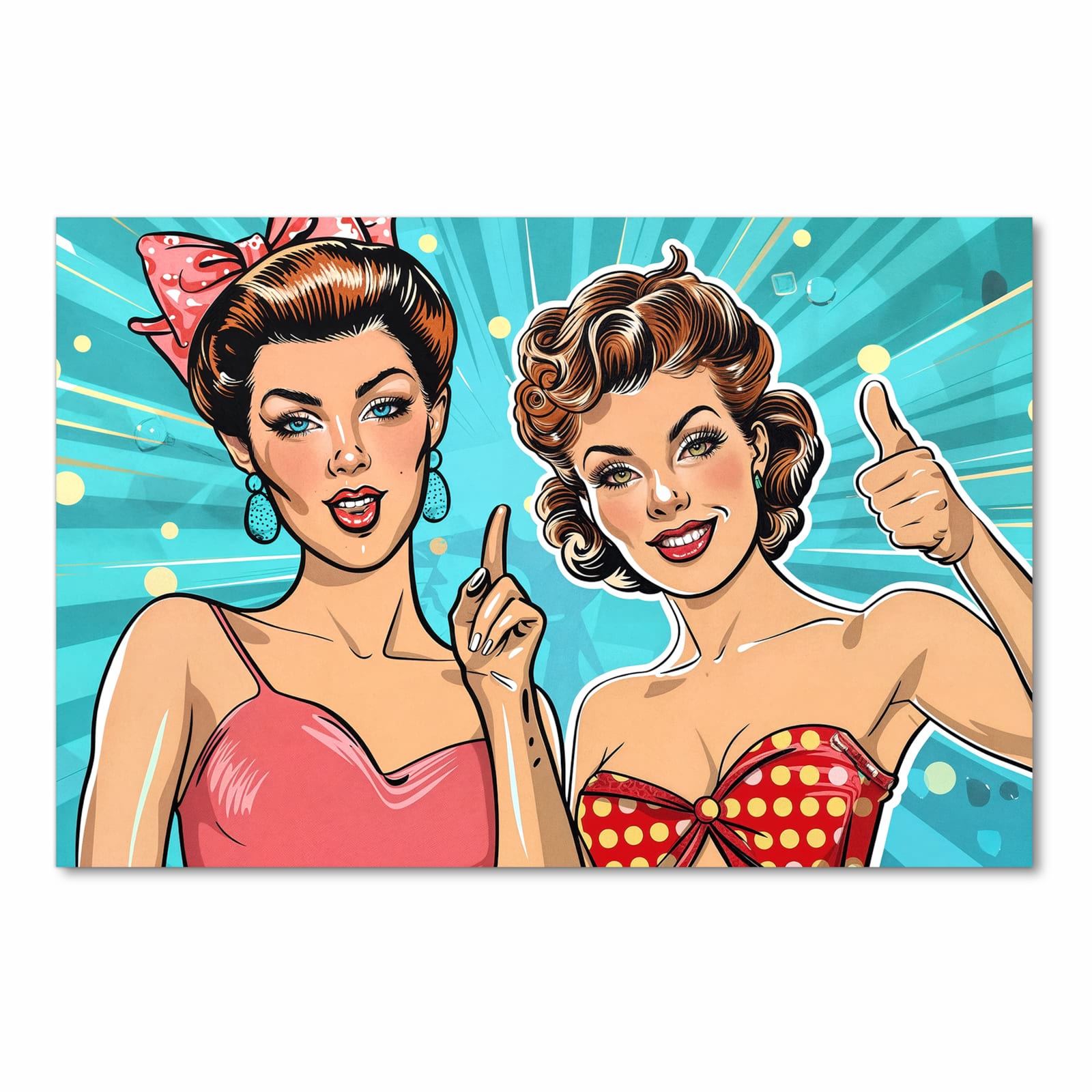 Pflegeleichter Küchenläufer mit Motiv Retro Frauen Illustration in Frontansicht, rutschfest