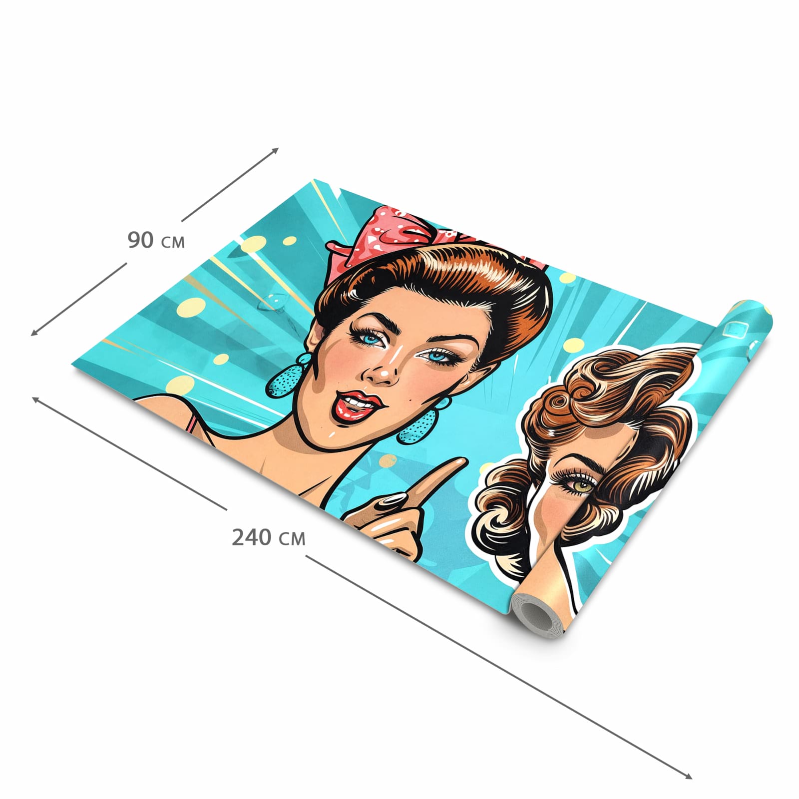 Formstabiler Bodenläufer Teppich mit Motiv Retro Frauen Illustration in der Grösse 60x240 cm