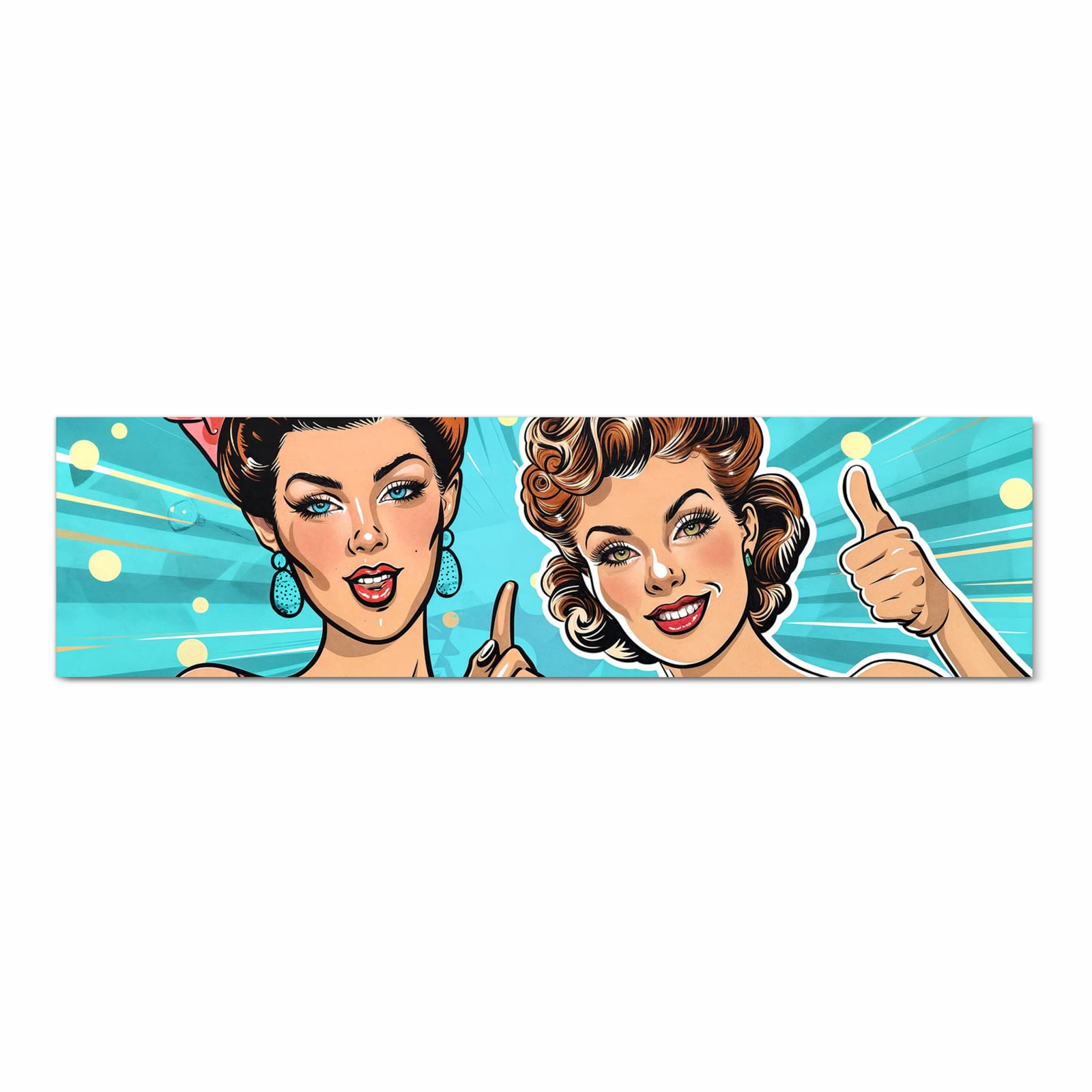 Strapazierfähiger waschbarer Küchenläufer mit Motiv Retro Frauen Illustration in Frontansicht