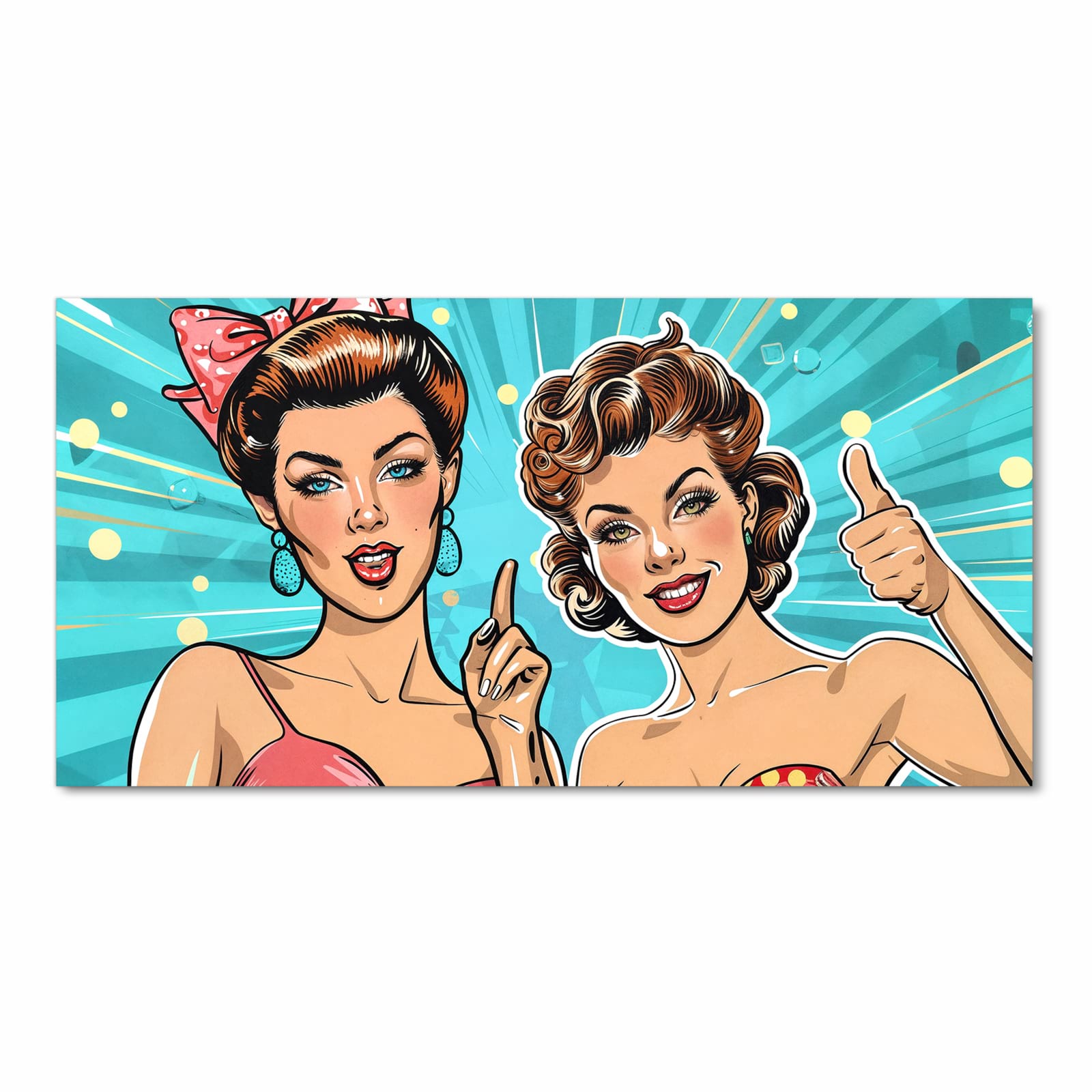 Geruchsneutraler großer Küchenteppich mit Motiv Retro Frauen Illustration in Frontansicht