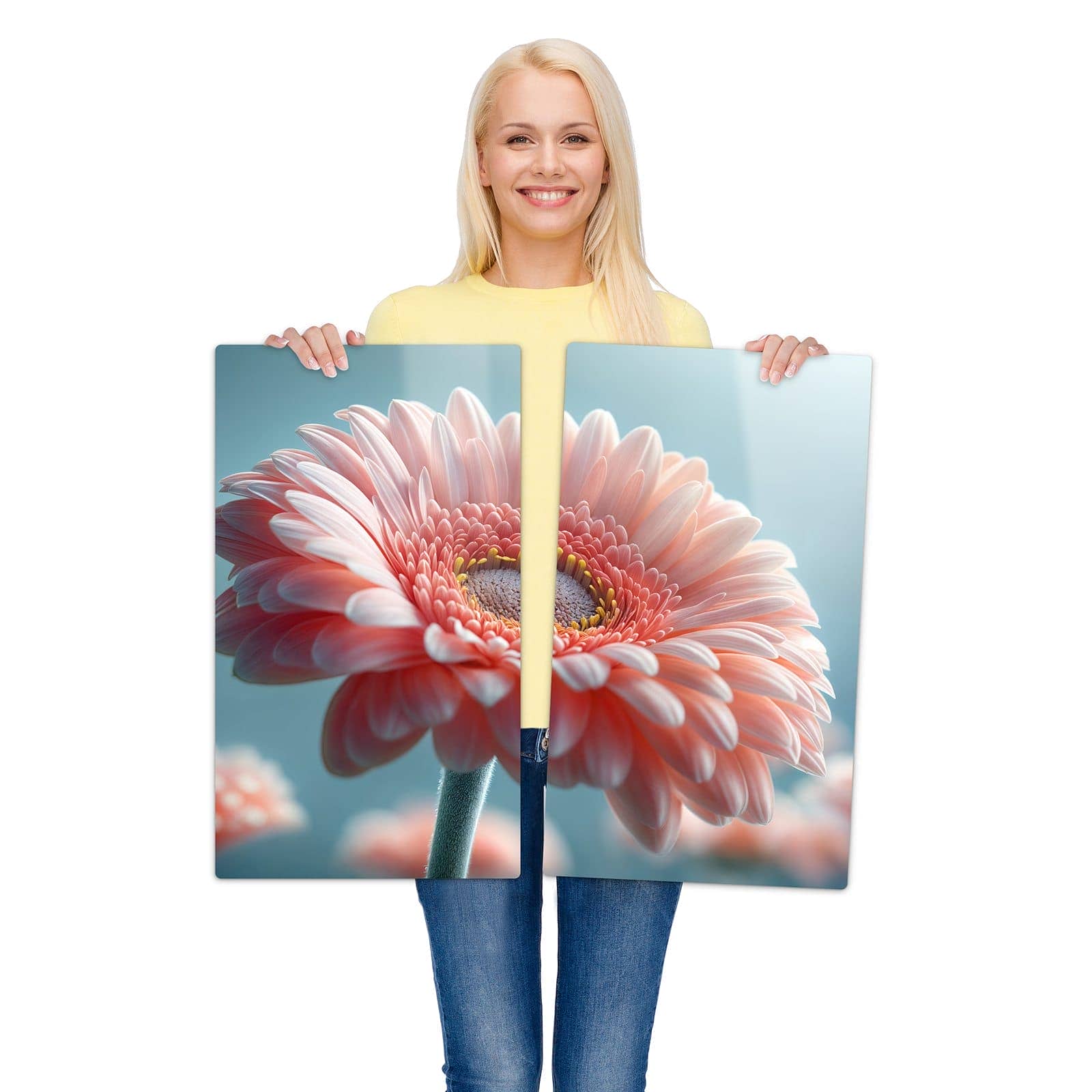 2-teilige Herdabdeckplatten für Ceranfeld mit Warme Blumenpracht-Motiv zur Größendarstellung gehalten