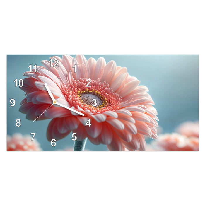 Wanduhr Warme Blumenpracht aus Glas – Querformat 60 × 30 cm mit Ziffernblatt Modern