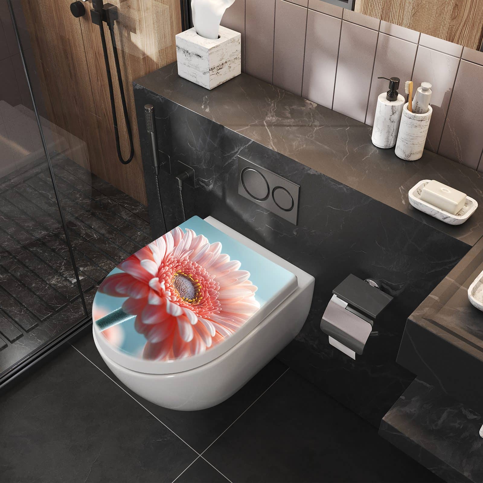 WC-Sitz mit Absenkautomatik Warme Blumenpracht