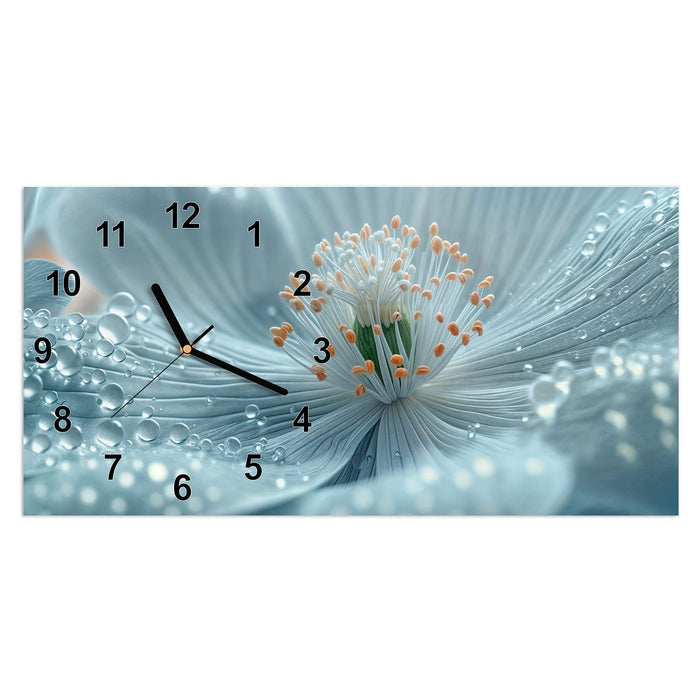 Wanduhr Verträumte Blumenpracht aus Glas – Querformat 60 × 30 cm mit Ziffernblatt Modern