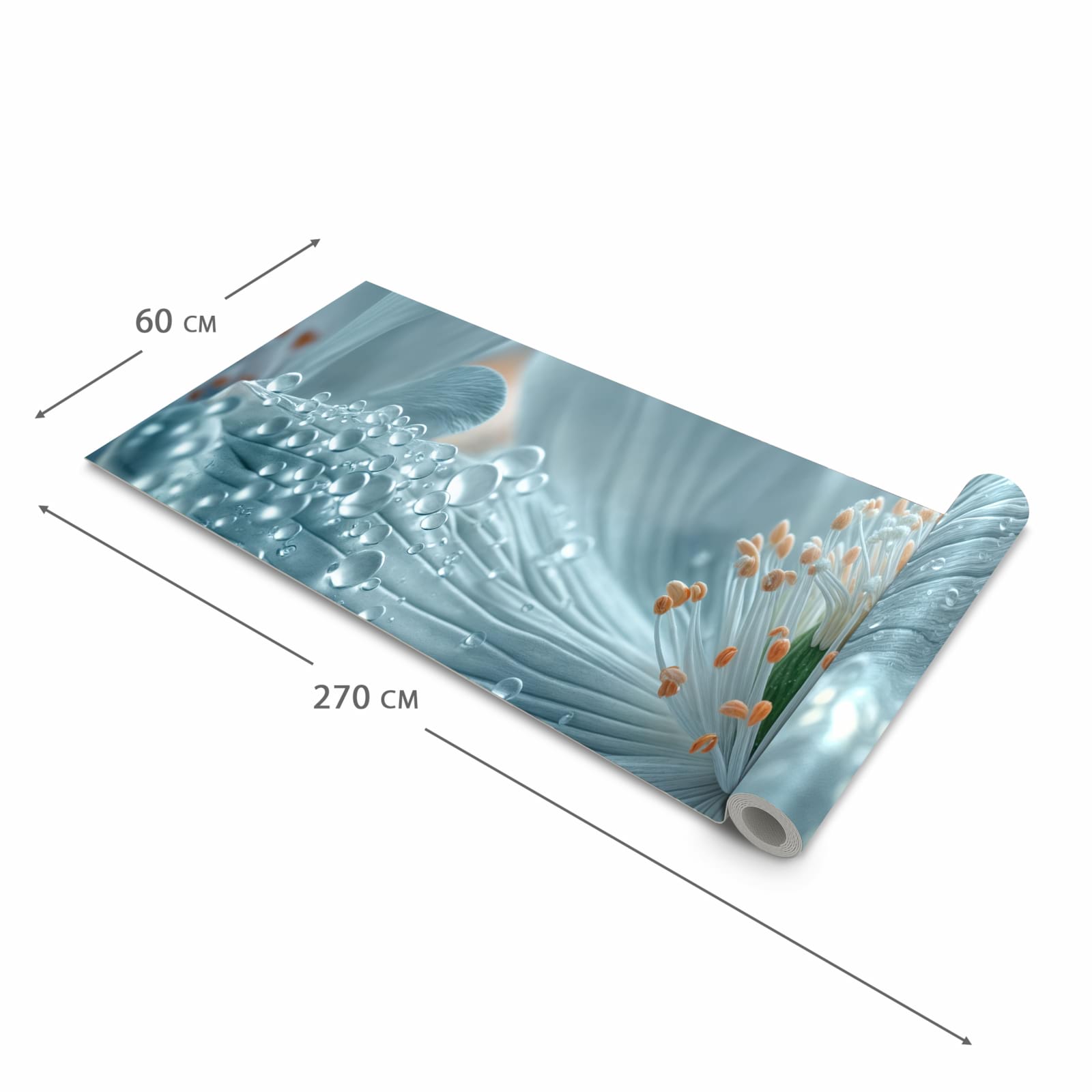 Rutschfester Küchenläufer nach Maß mit Motiv Verträumte Blumenpracht in der Größe 60x180 cm