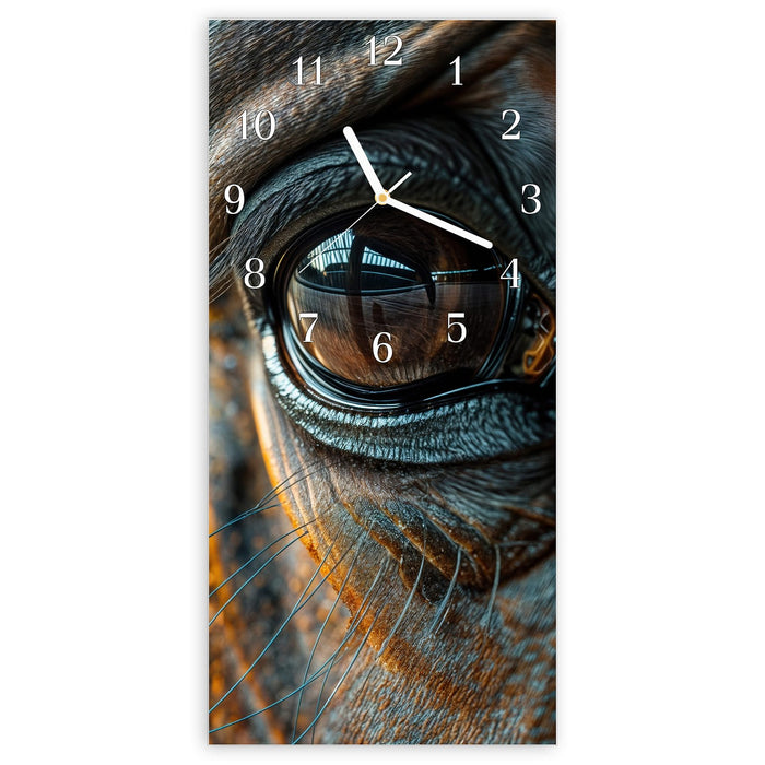 Wanduhr Pferdeauge aus Glas – Hochformat 30 × 60 cm mit Ziffernblatt Klassisch