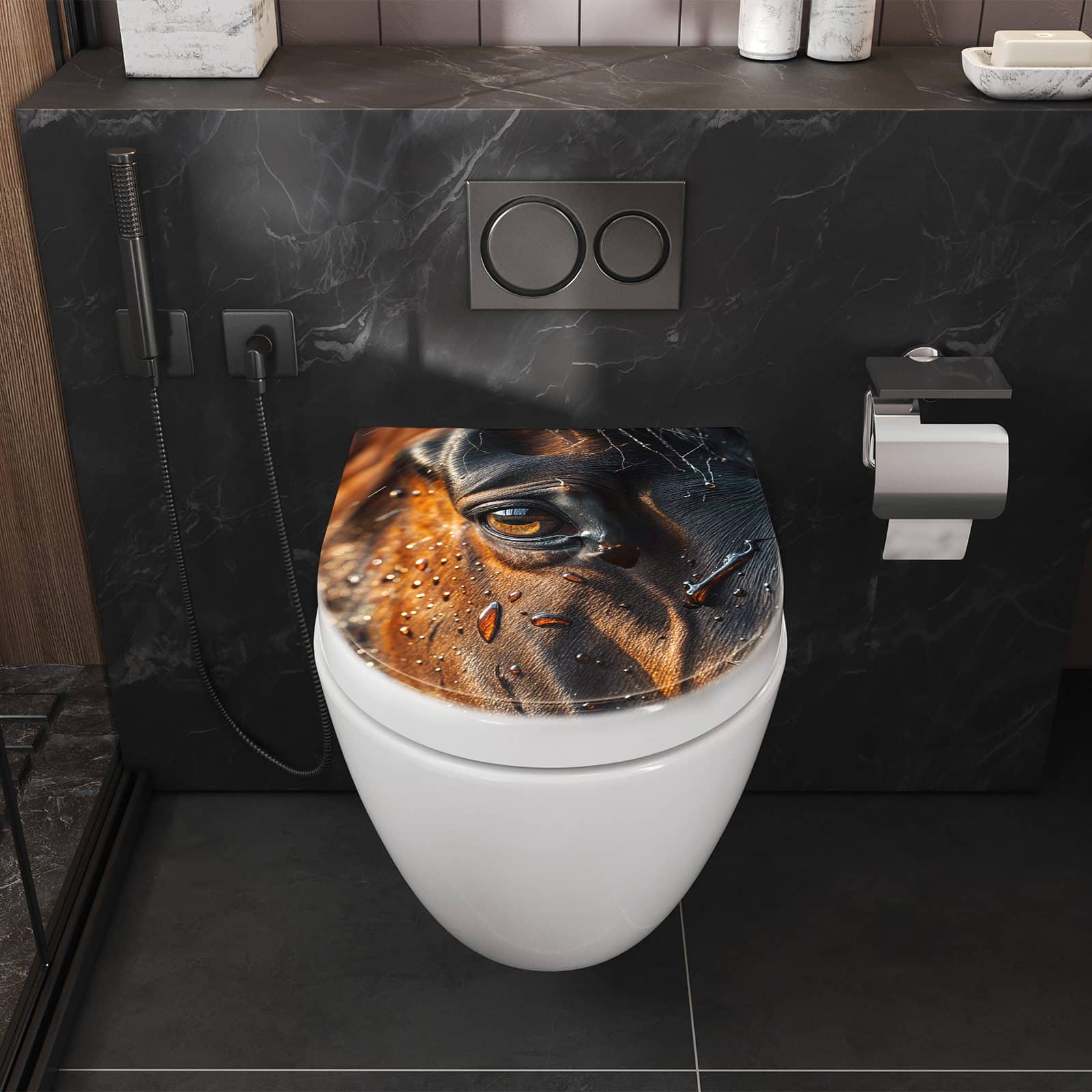 WC-Sitz mit Absenkautomatik Pferdeauge im Regen