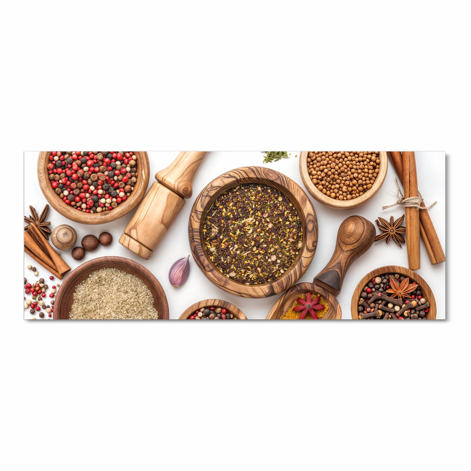 Flacher großer Küchenteppich mit Motiv Gewürzsammlung Zubehör in Frontansicht