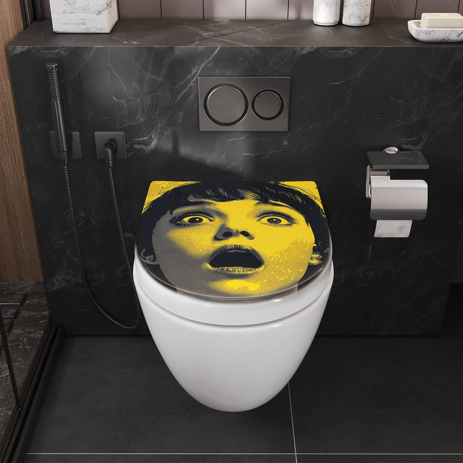 WC-Sitz mit Absenkautomatik Schreiendes Portrait