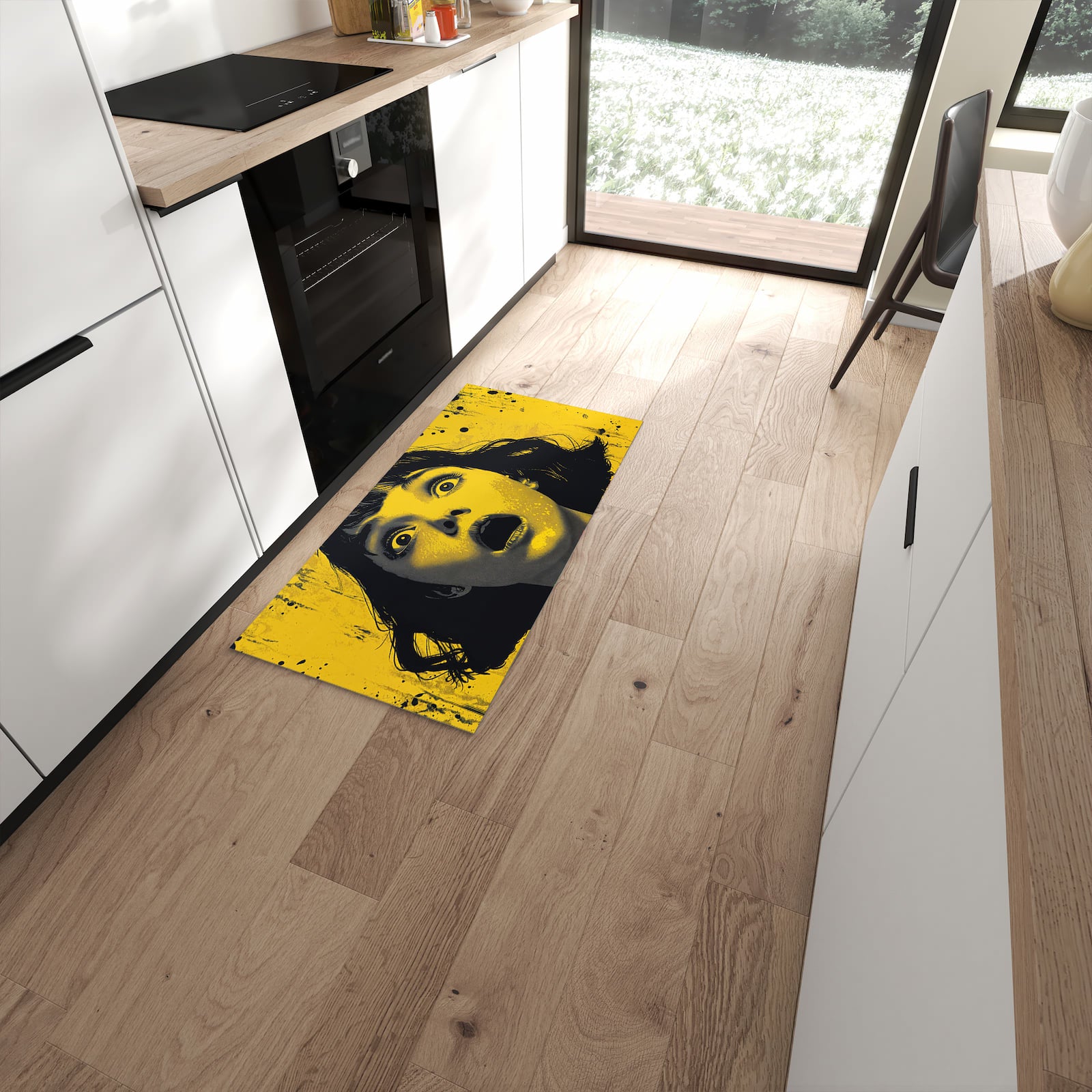 Küchenteppich mit Motiv Schreiendes Portrait für angenehme Haptik in moderner Küche #grösse_60 x 120 cm