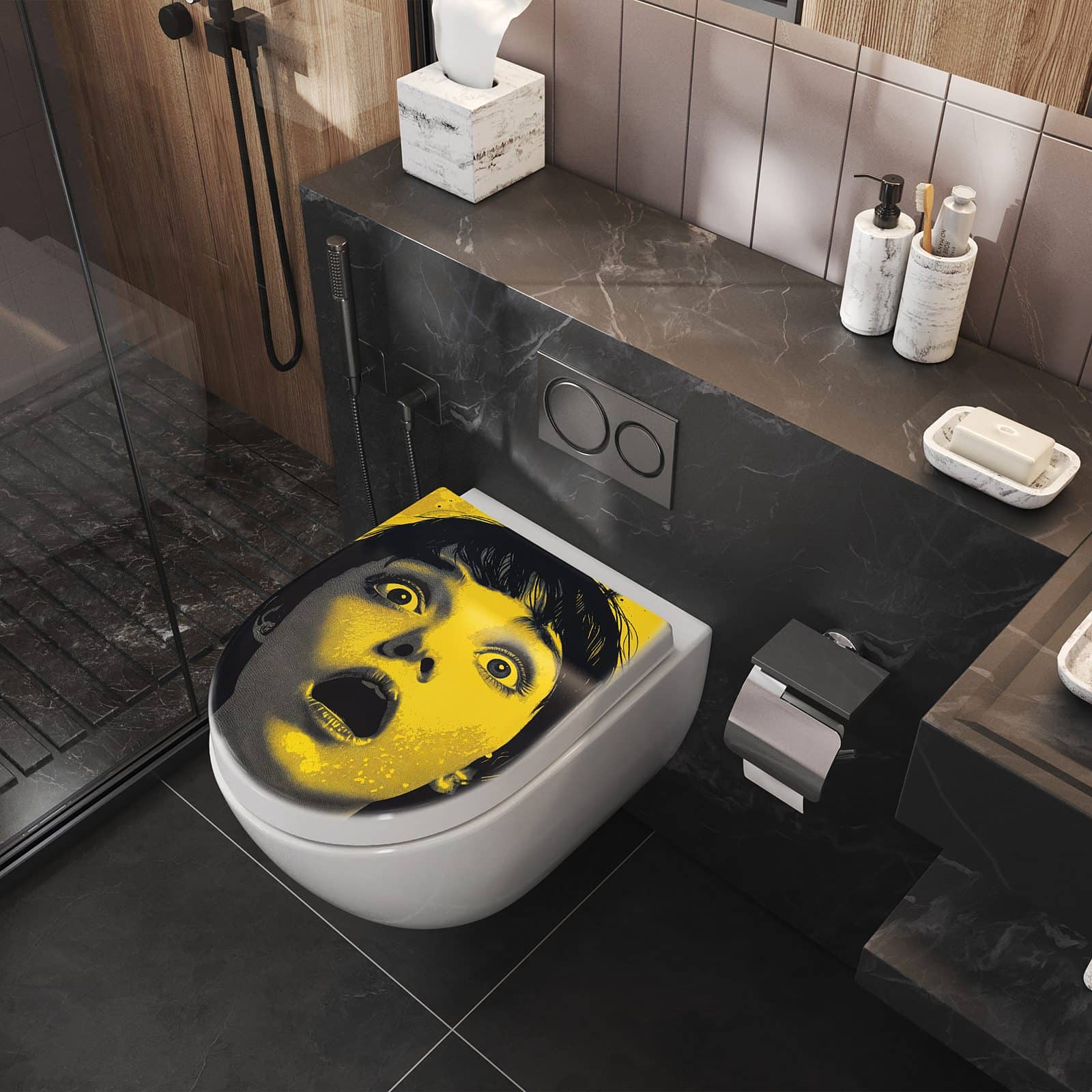 WC-Sitz mit Absenkautomatik Schreiendes Portrait