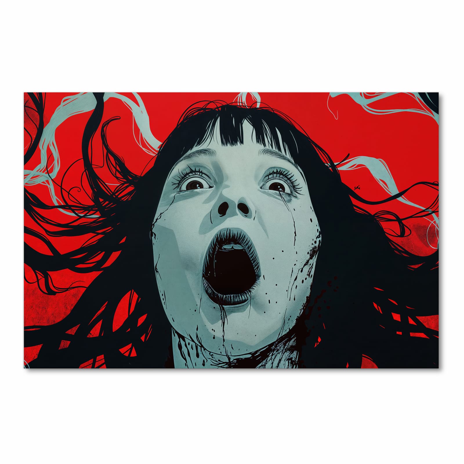 Feuchtigkeitsresistenter Läufer für Eingangsbereich mit Motiv Schreiende Person in Frontansicht