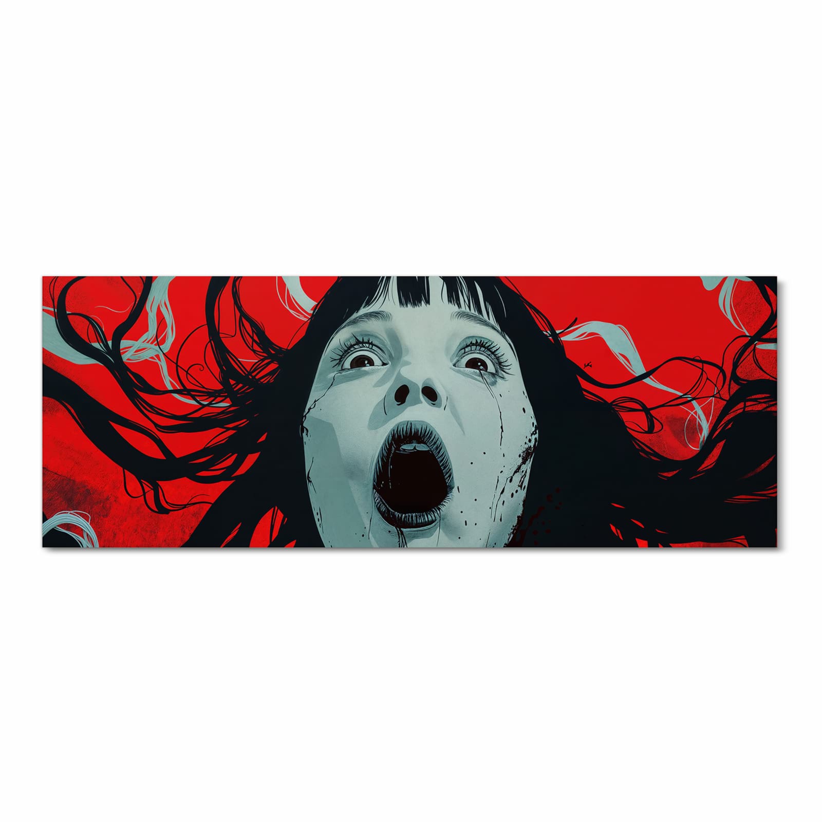 Farbbeständiger dünner Küchenteppich mit Motiv Schreiende Person in Frontansicht, waschbar