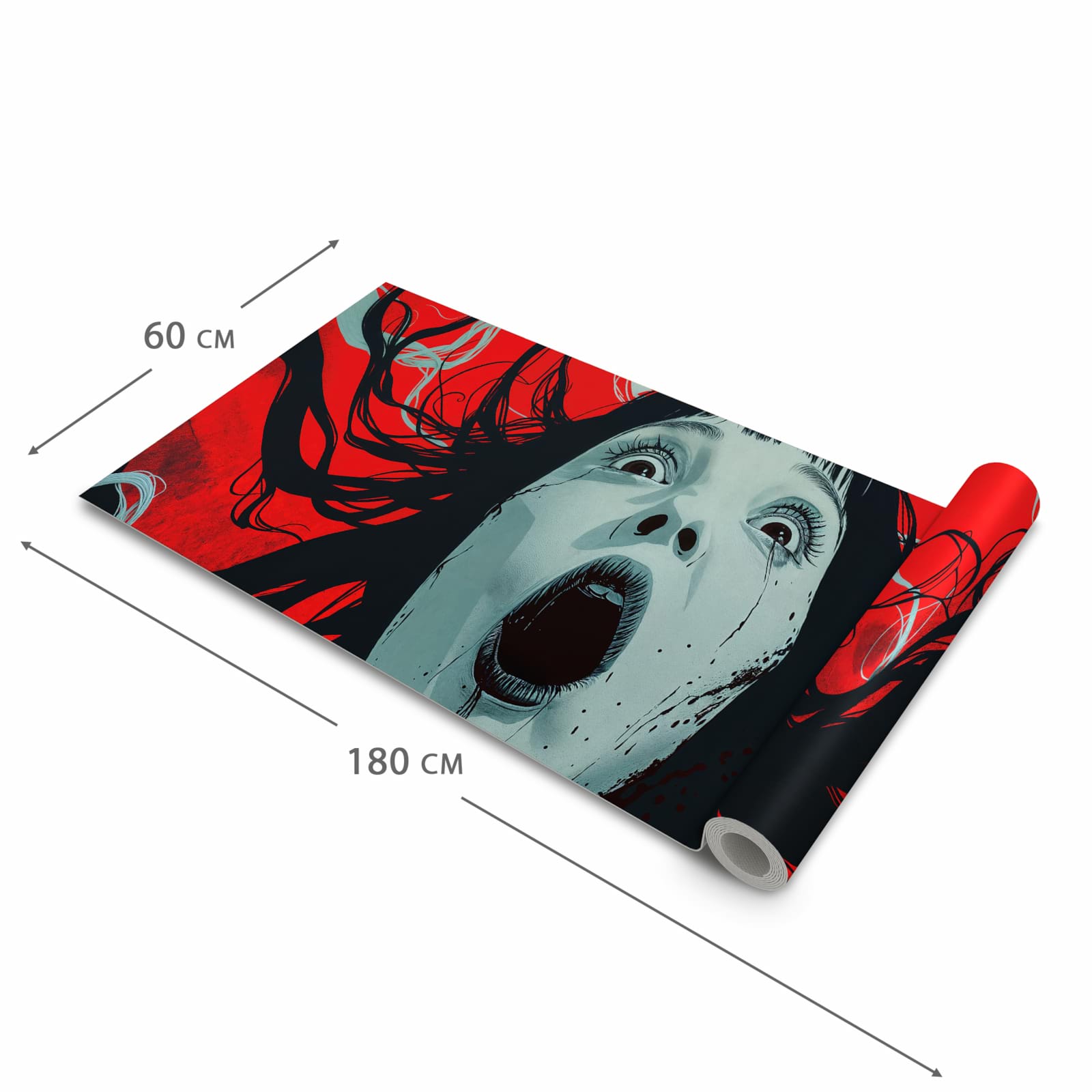 Langlebiger waschbarer Küchenteppich mit Motiv Schreiende Person in der Größe 60x120 cm
