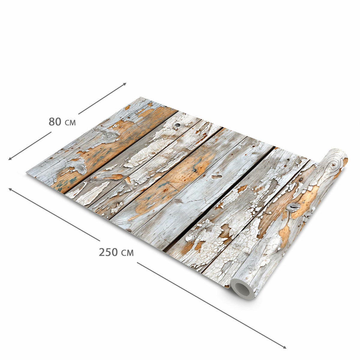 Geruchsneutraler rutschfester Küchenläufer mit Motiv Verwittertes Holz in der Grösse 80x280 cm