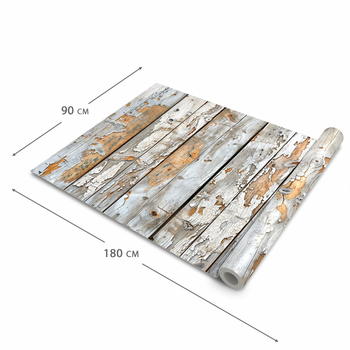 Pflegeleichter moderner Küchenläufer mit Motiv Verwittertes Holz in der Größe 80x280 cm
