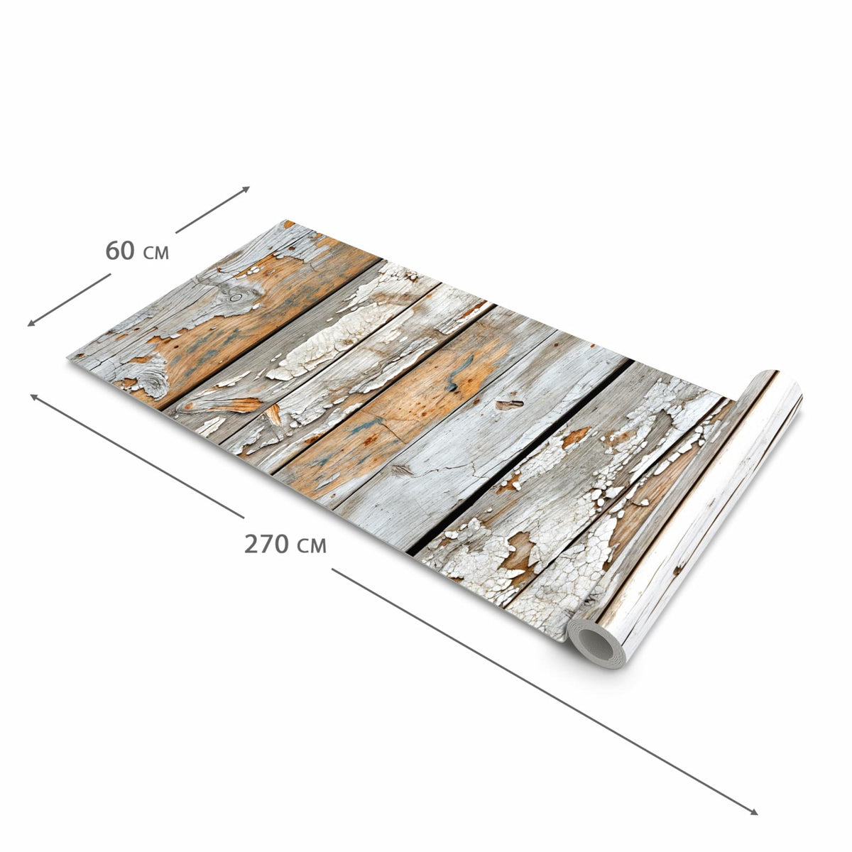 Komfortabler Küchenläufer mit Motiv Verwittertes Holz in der Grösse 80x280 cm