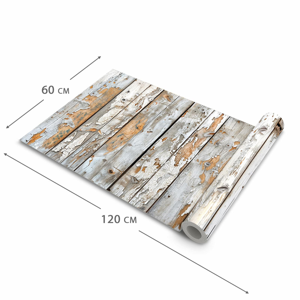 Zeitsparender großer Küchenteppich mit Motiv Verwittertes Holz in der Größe 80x280 cm