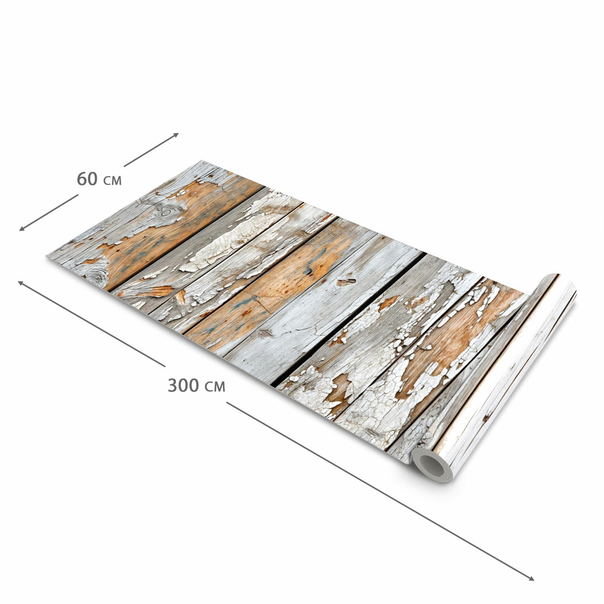 Wasserabweisender Küchenläufer mit Motiv Verwittertes Holz in der Grösse 80x280 cm