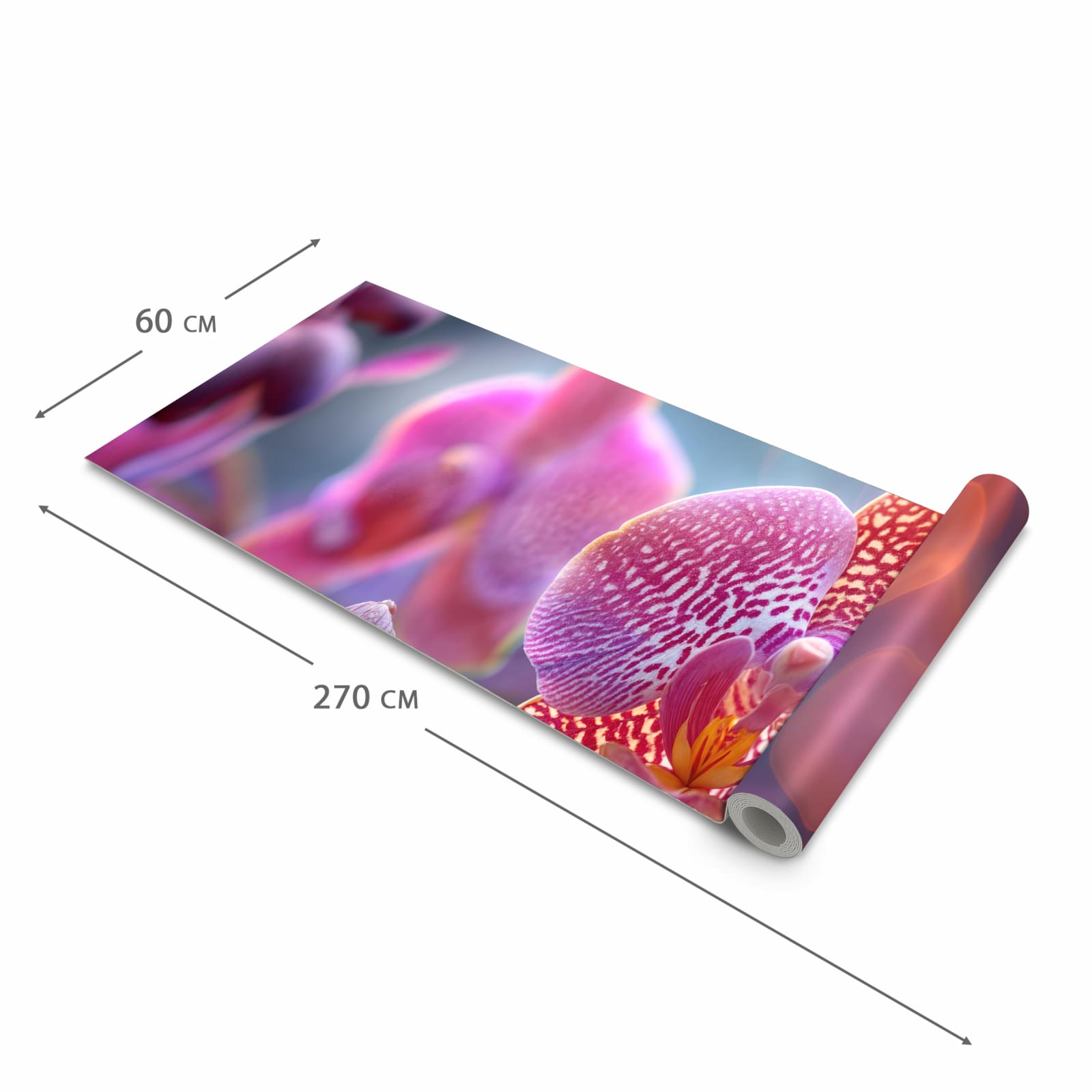 Bodenschonender großer Küchenteppich mit Motiv Exotische Orchidee in der Größe 90x240 cm