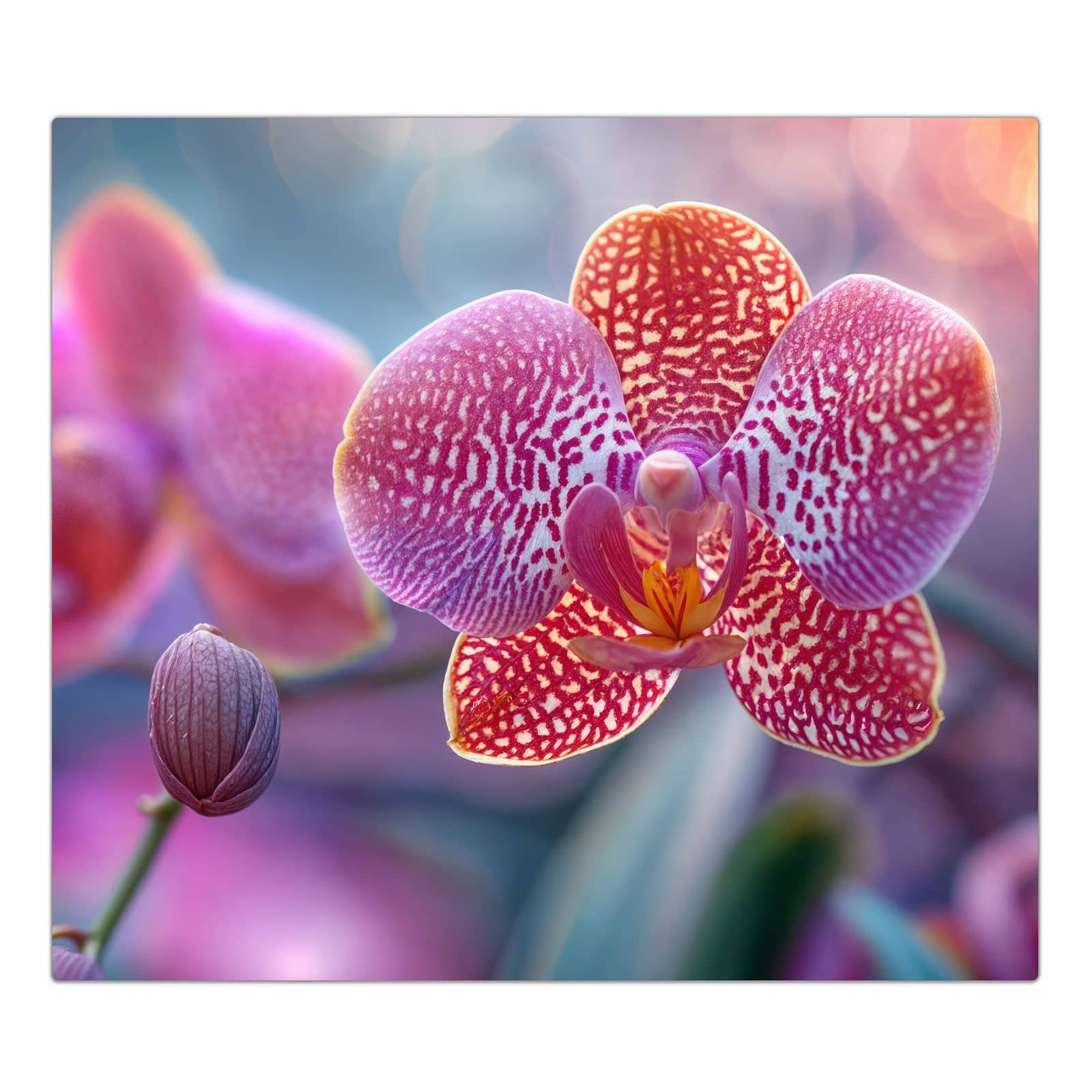 1-teilige Herdabdeckplatte aus Glas mit Exotische Orchidee-Motiv in der Frontansicht #grösse_1-Teilig (60x52cm)