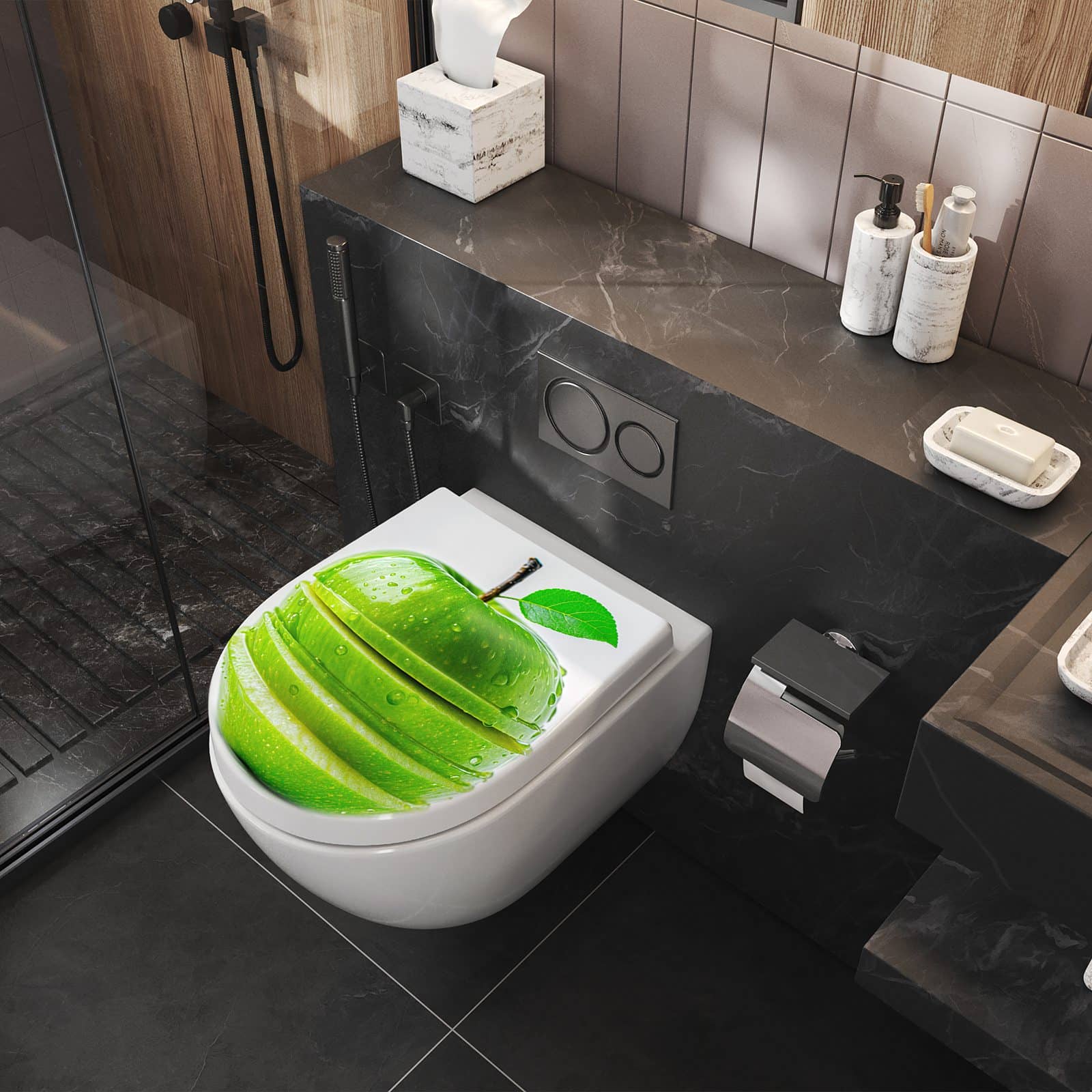 WC-Sitz mit Absenkautomatik Geschnittener Apfel