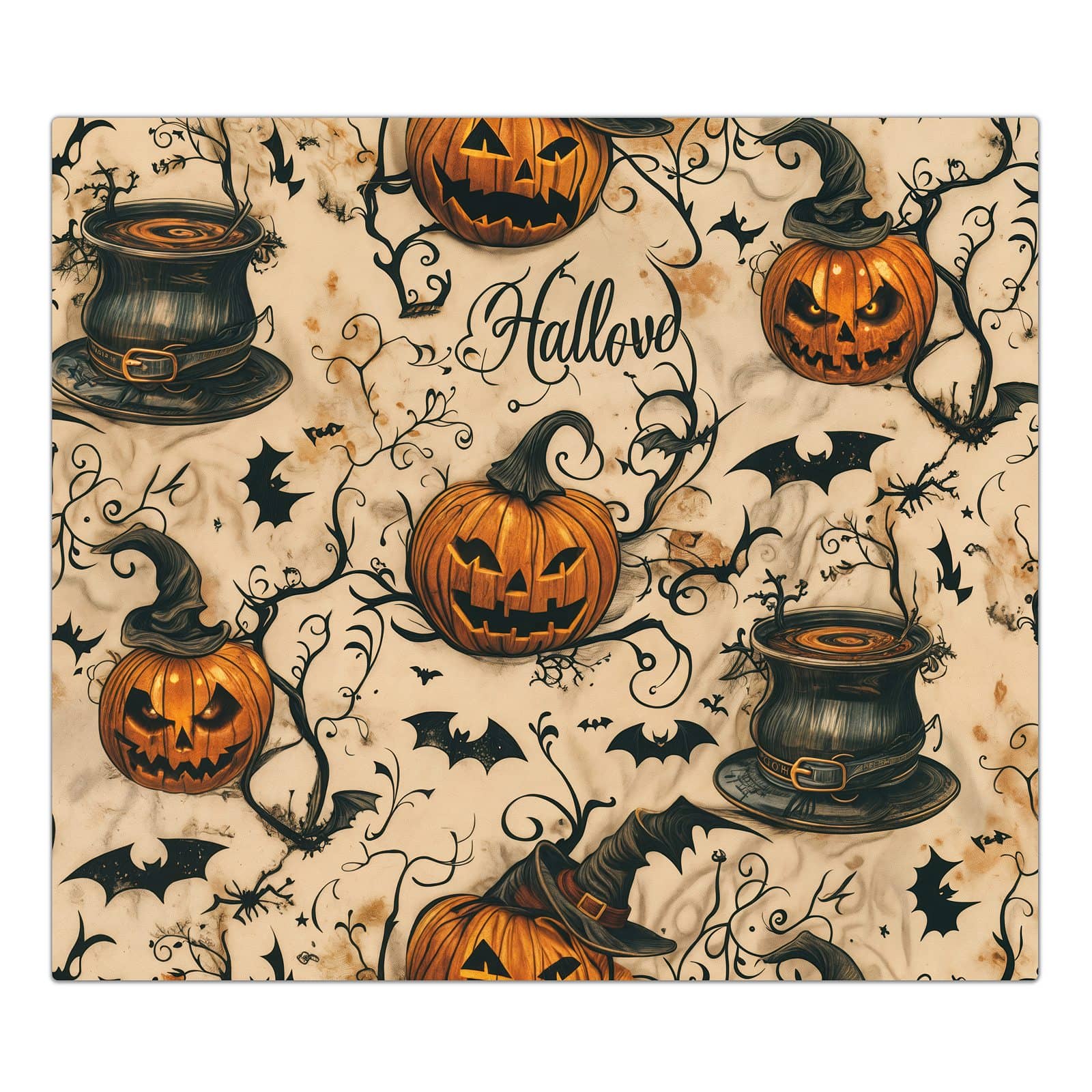 1-teilige Glasplatte für Herd mit Halloween Kürbisse-Motiv in der Frontansicht #grösse_1-Teilig (60x52cm)
